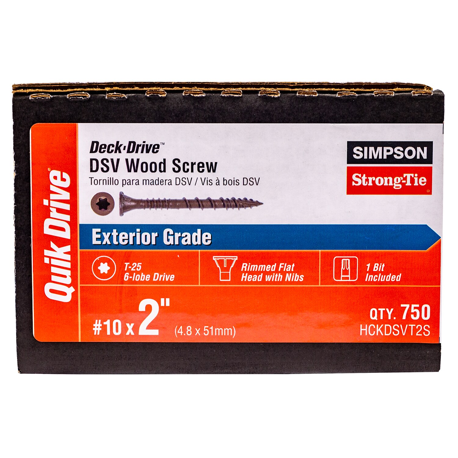 10 x 2 Simpson Deck-Drive DSV Wood Quik Guard Coating Screw T25 6-Lobe Box Red 1 lb - 113 