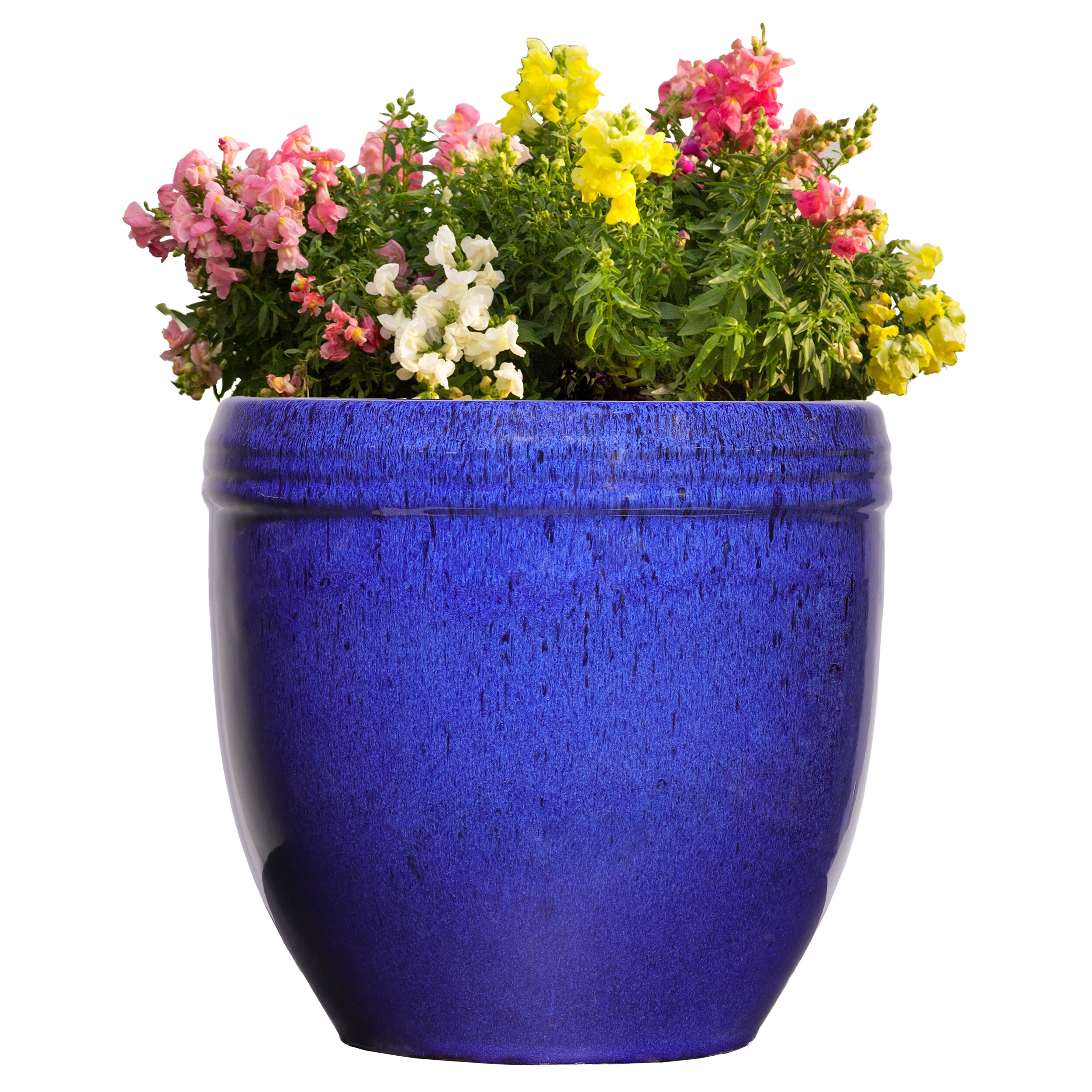 Trendspot Large (25-65-Quart) Blue Ceramic Planter With Drainage Holes ...