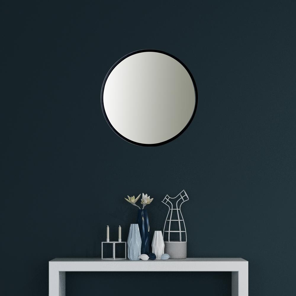Utopia Alley 24-in W x 24-in H Round Black Framed Wall Mirror in the Mirrors  department at Lowes.com