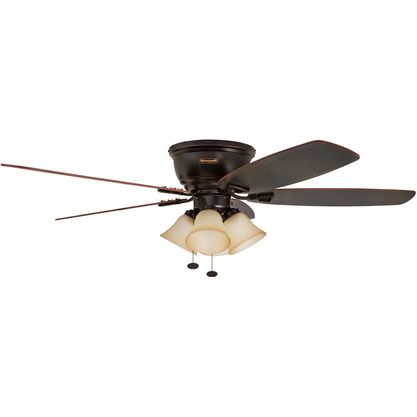 52' Honeywell Glen Alden Oil Rubbed Bronze Hugger Ceiling Fan With 4 Light 