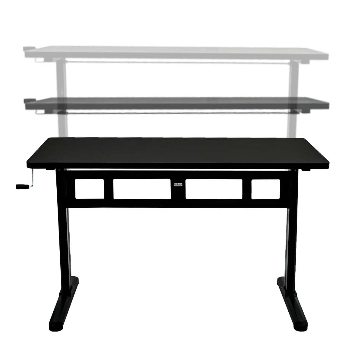 45 Inch Max Black ErgoMax Height Adjustable Crank Desk w/Tabletop