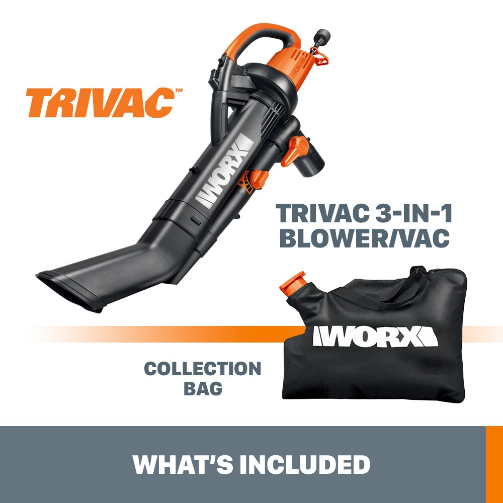 WORX Trivac 2 12-Amp 350-CFM 210-MPH Corded Electric Leaf Blower (Vacuum Kit Included)