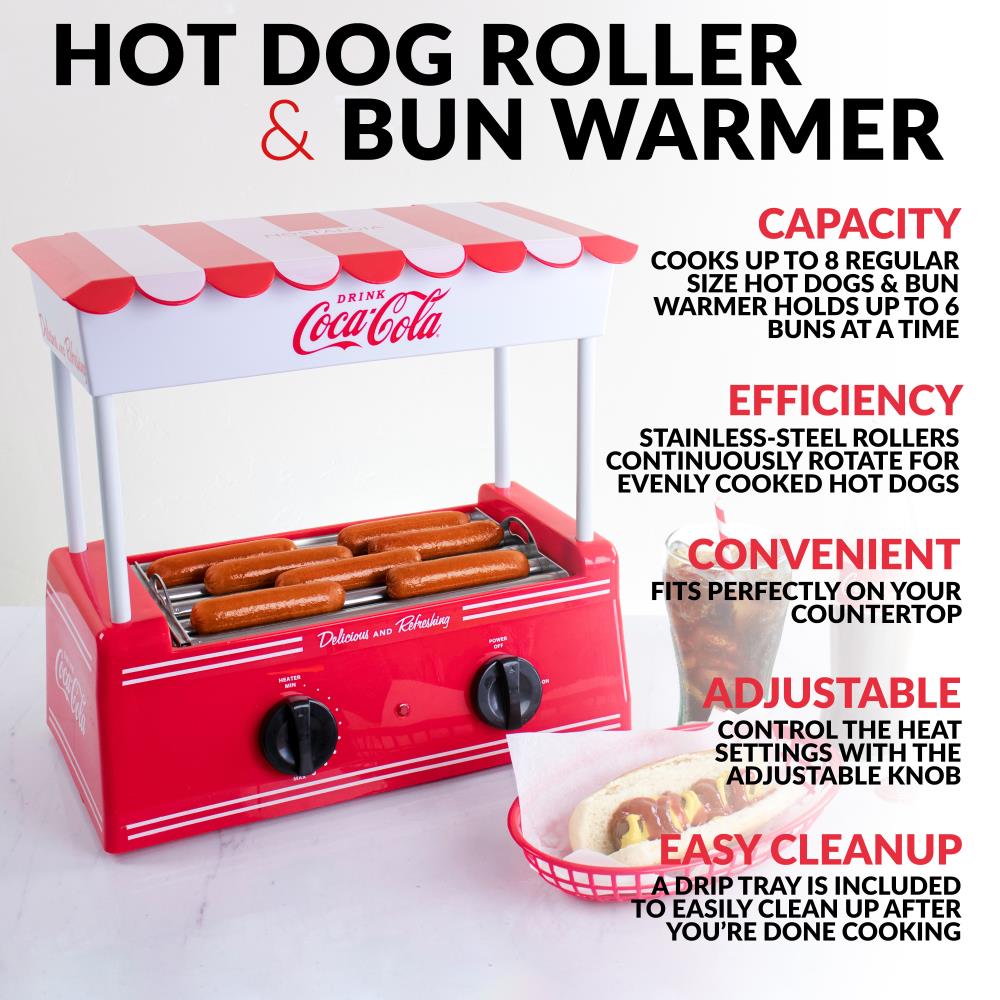 Nostalgia HDR8CK Coca-cola Hot Dog Roller and Warmer 8 Regular Sized or 4 Foot for sale online 
