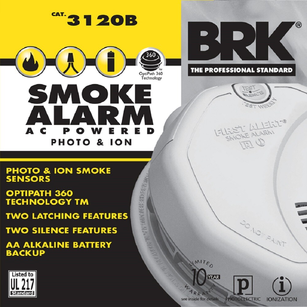 First Alert Brk 3120B Hardwired Photoelectric And Ionization Smoke Alarm With Ba 