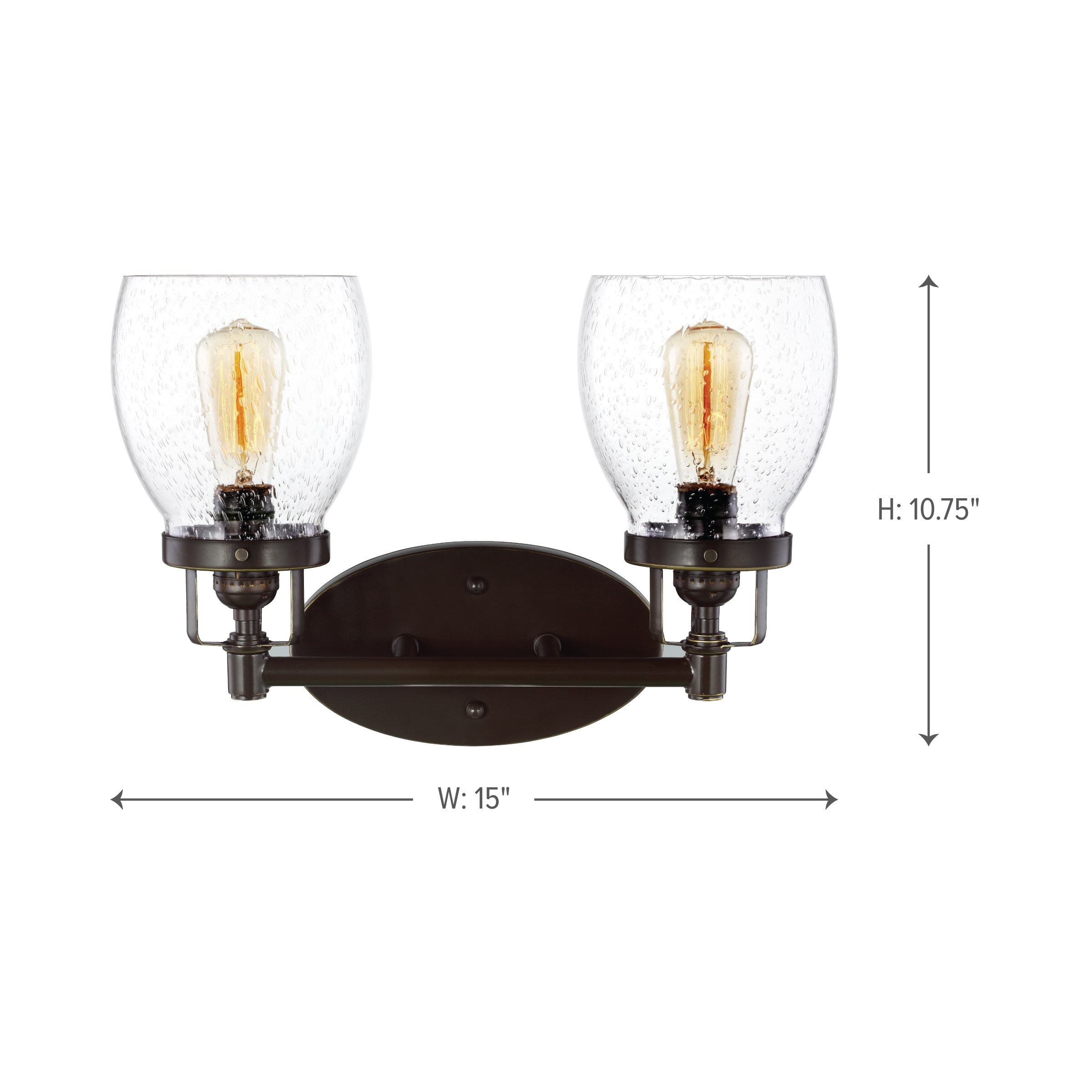 Old Bronze Energy Star 3 Light Bath Vanity Wall  With Amber Water Glass 