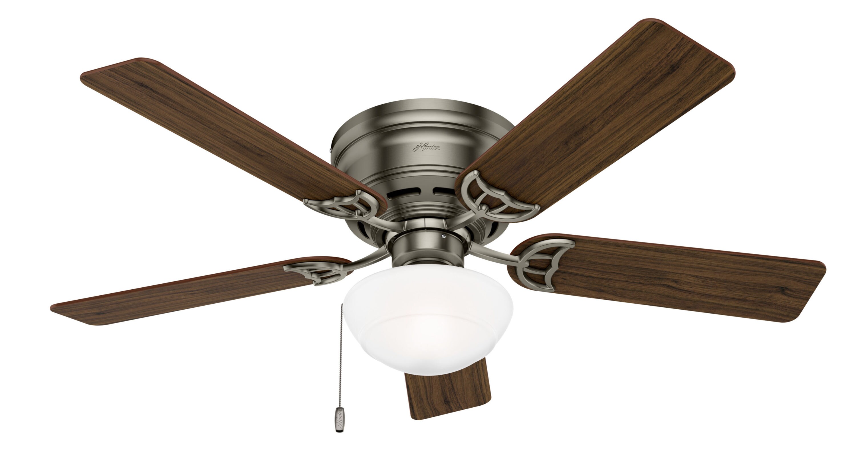 Large 52" Ceiling Fan Clean White Maple LED Light Kit Flush Mount Low Clearance 