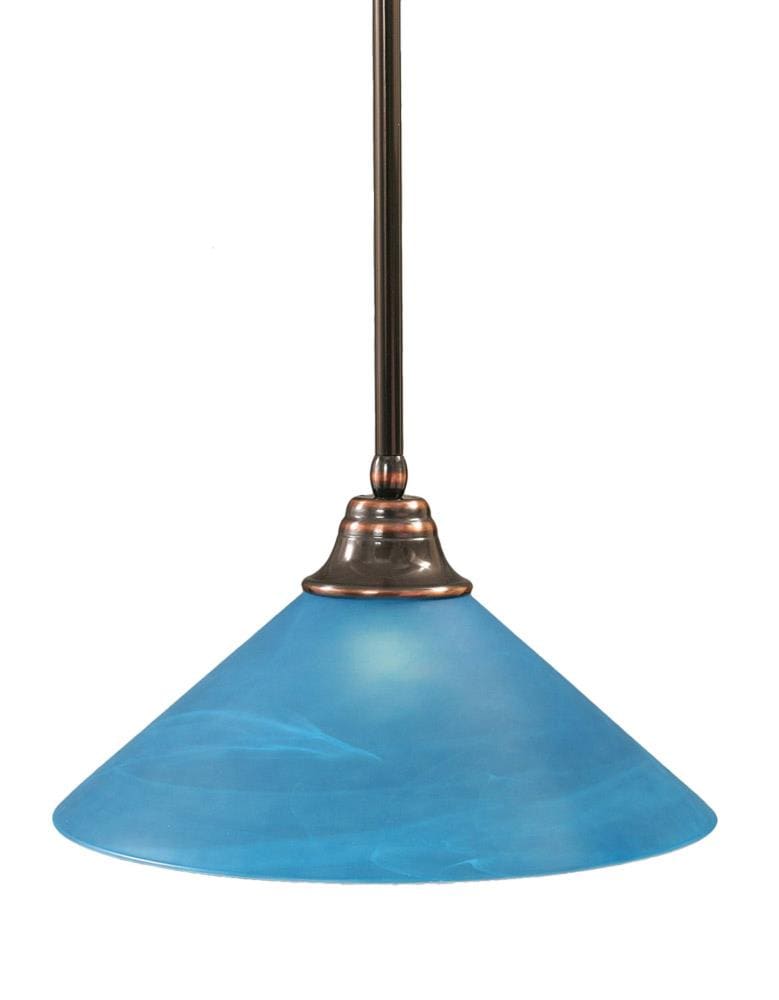 blue and copper pendant light