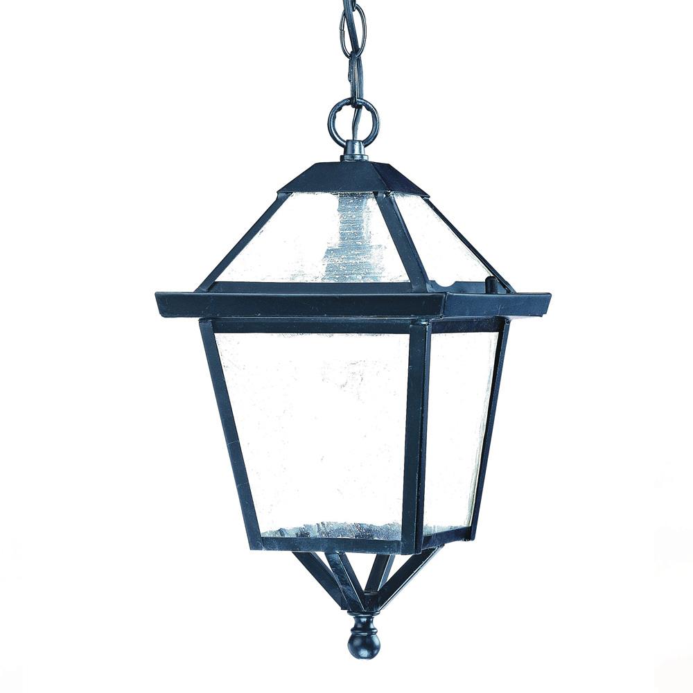 Acclaiming 3626BKing Matte Black Finished Outdoor Pendant with Hammered Water Glass Shades