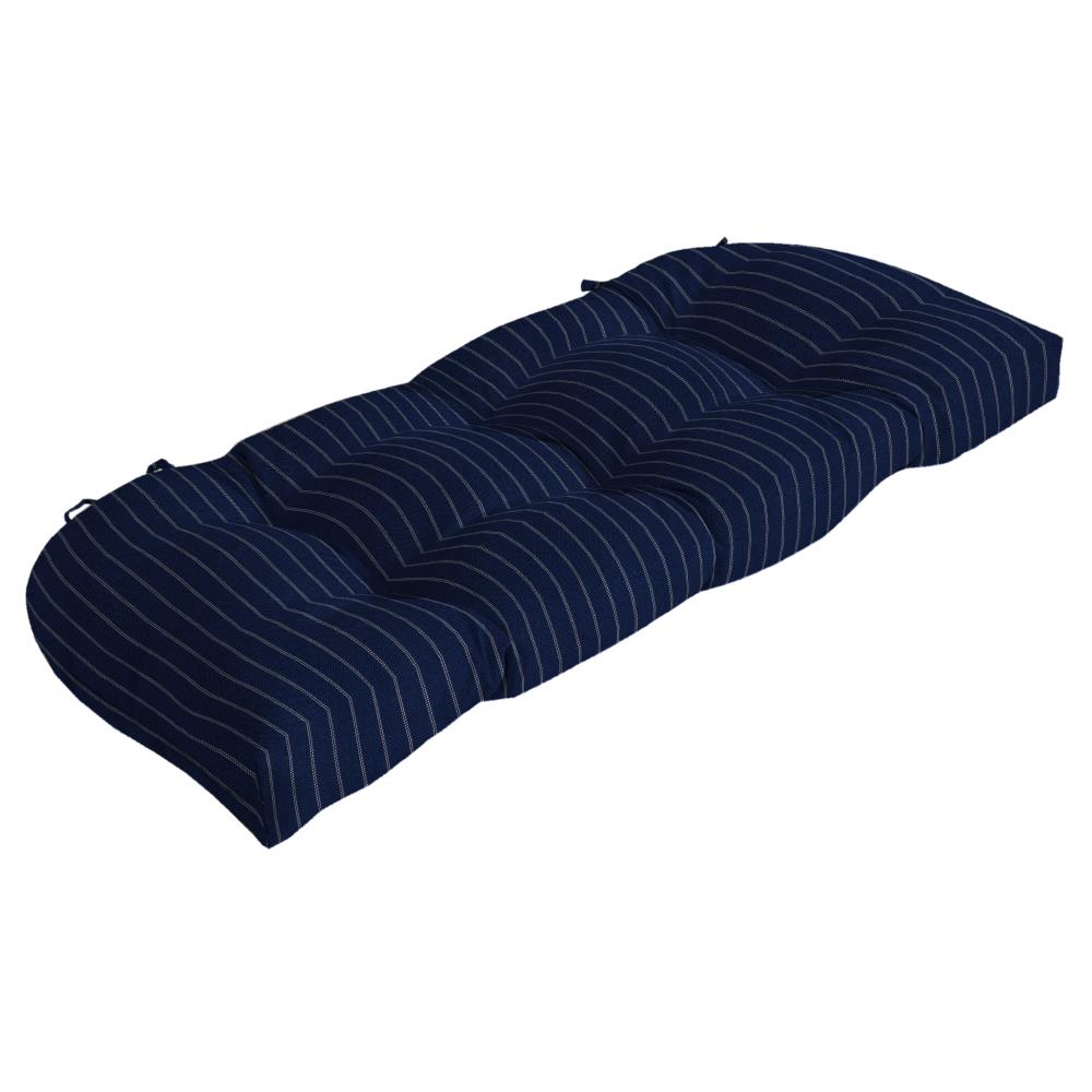 arden woven stripe blue seat cushion