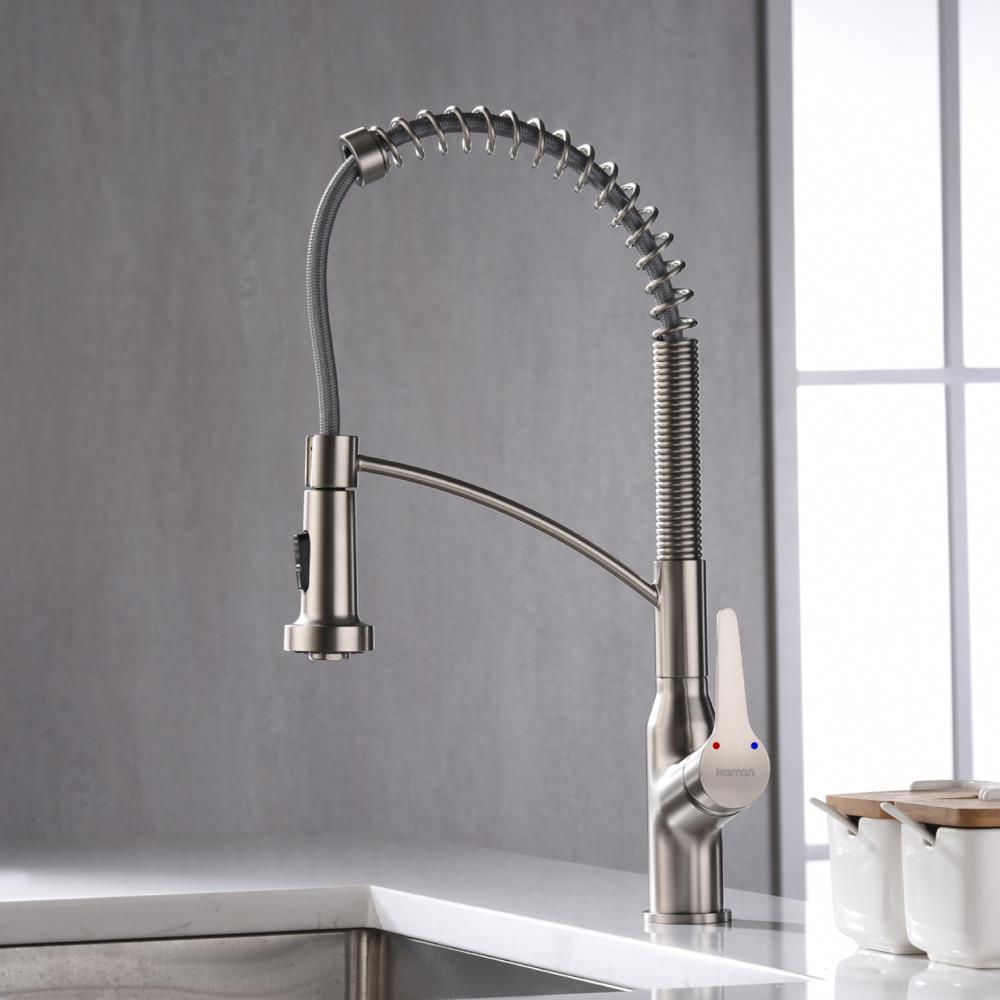 Karran Scottsdale Stainless Steel 1 Handle Deck Mount Pull Down Handle Kitchen Faucet In The Kitchen Faucets Department At Lowes Com