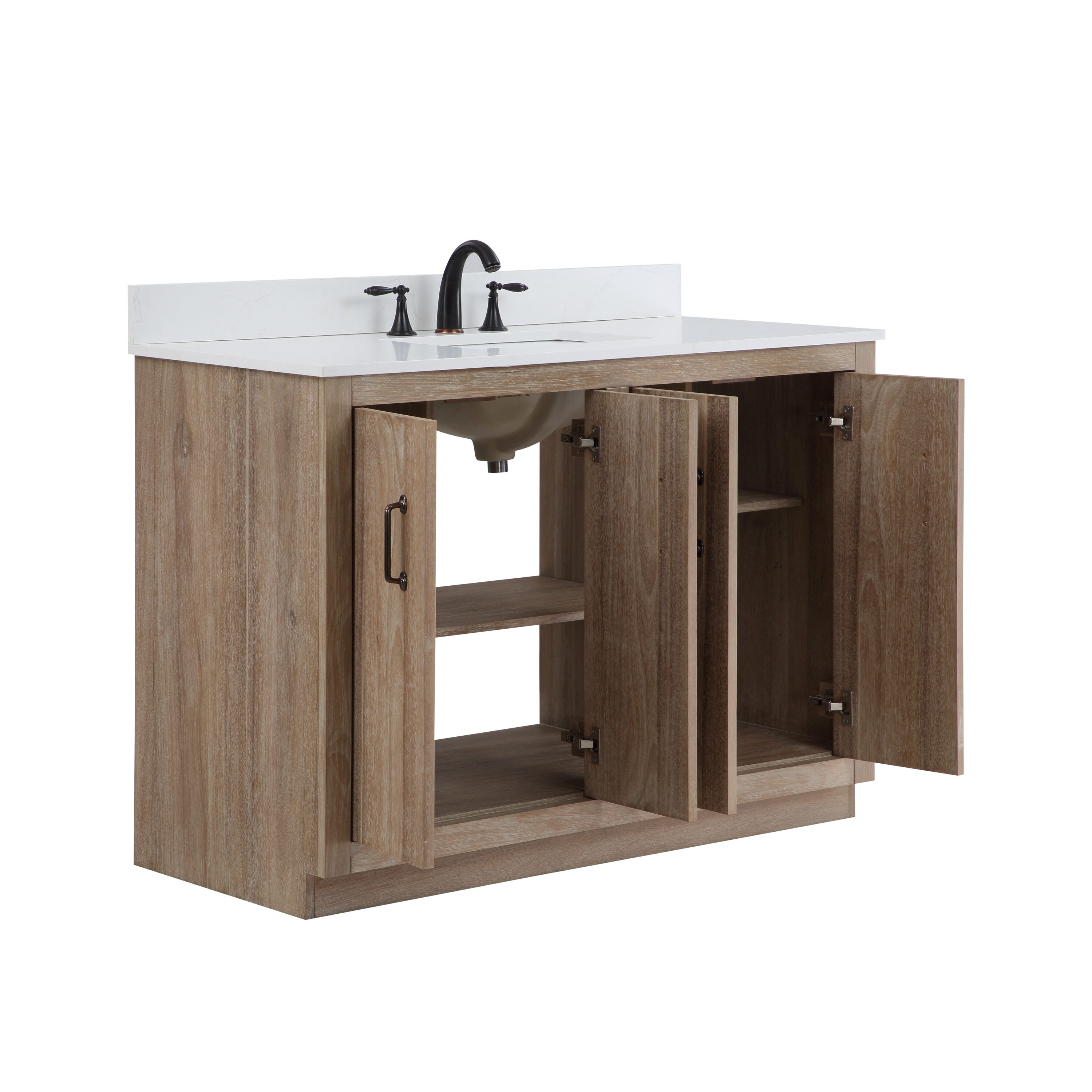 Northridge Home Pryer 48 In Natural Undermount Single Sink Bathroom Vanity With White With Gray 0196