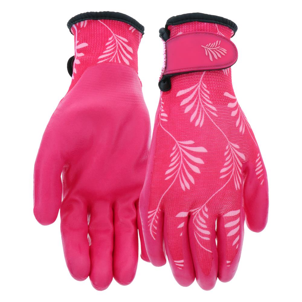 Pink. Work gloves 6 pairs of stretch knit cotton garden gloves rubber grip 