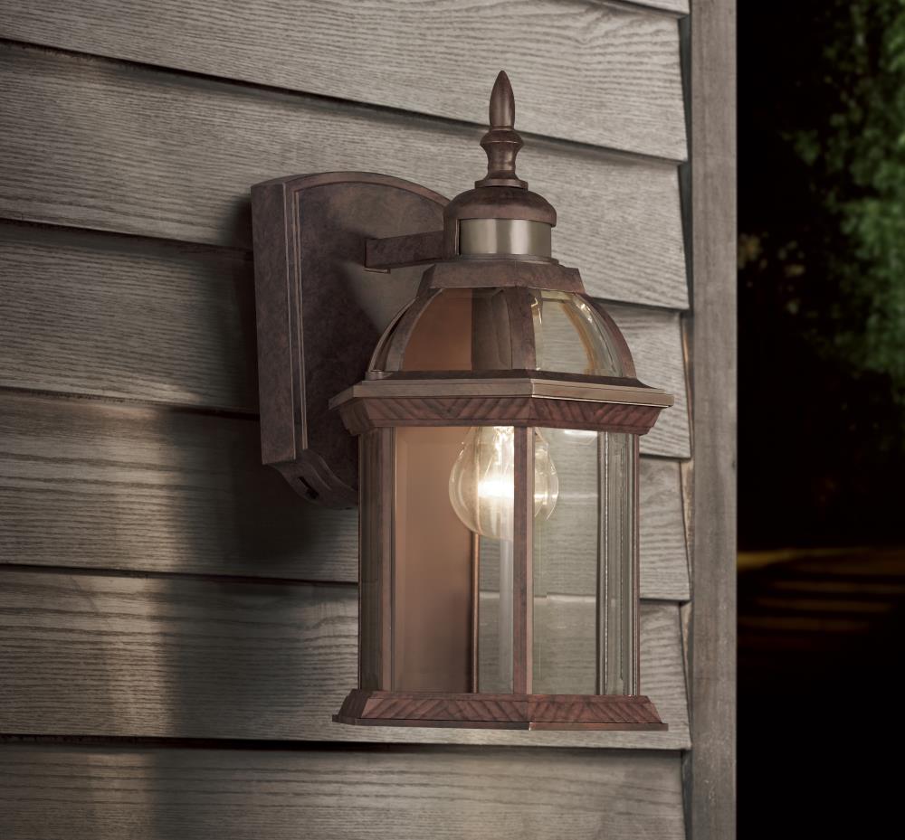 Portfolio Motion Activated 14.5-in H Rust Medium Base E-26 Outdoor Wall Light 