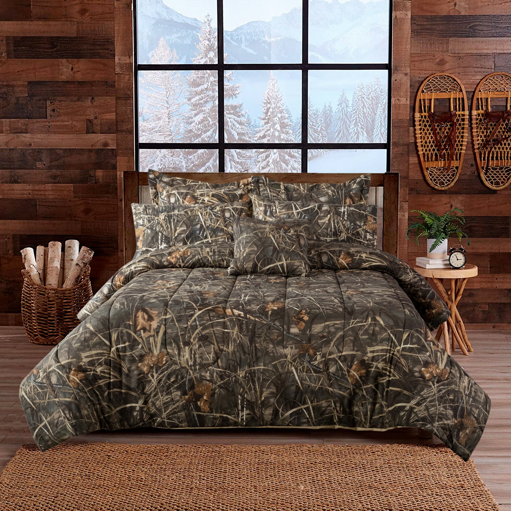 NATURAL BROWN CAMO SHEET SET! FULL SIZE BEDDING 6 PC CAMOUFLAGE LIGHT WOODS 