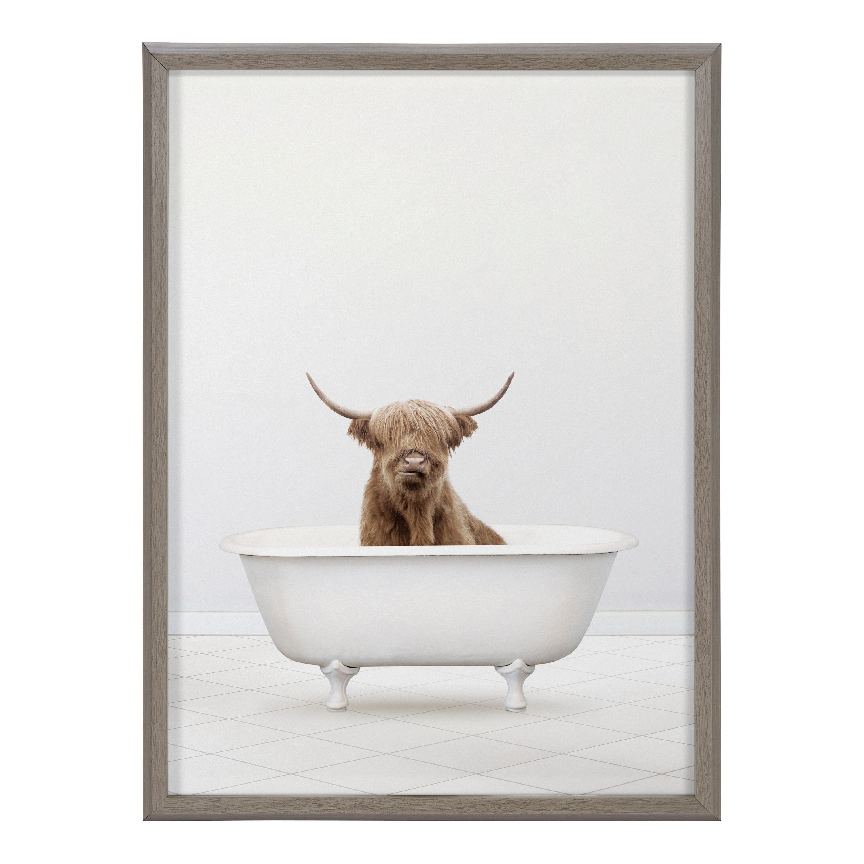 Bathroom Art Bathroom Wall Art Cow in Tub Cottage Rose Bath Animal Art by Amy Peterson Highland Cow with Duckling in a Vintage Bathtub