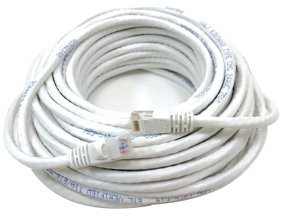 White MICRO CONNECTORS E08-050W-SLIM 50 Ultra Slim Cat6 Utp RJ45 Patch Cable 