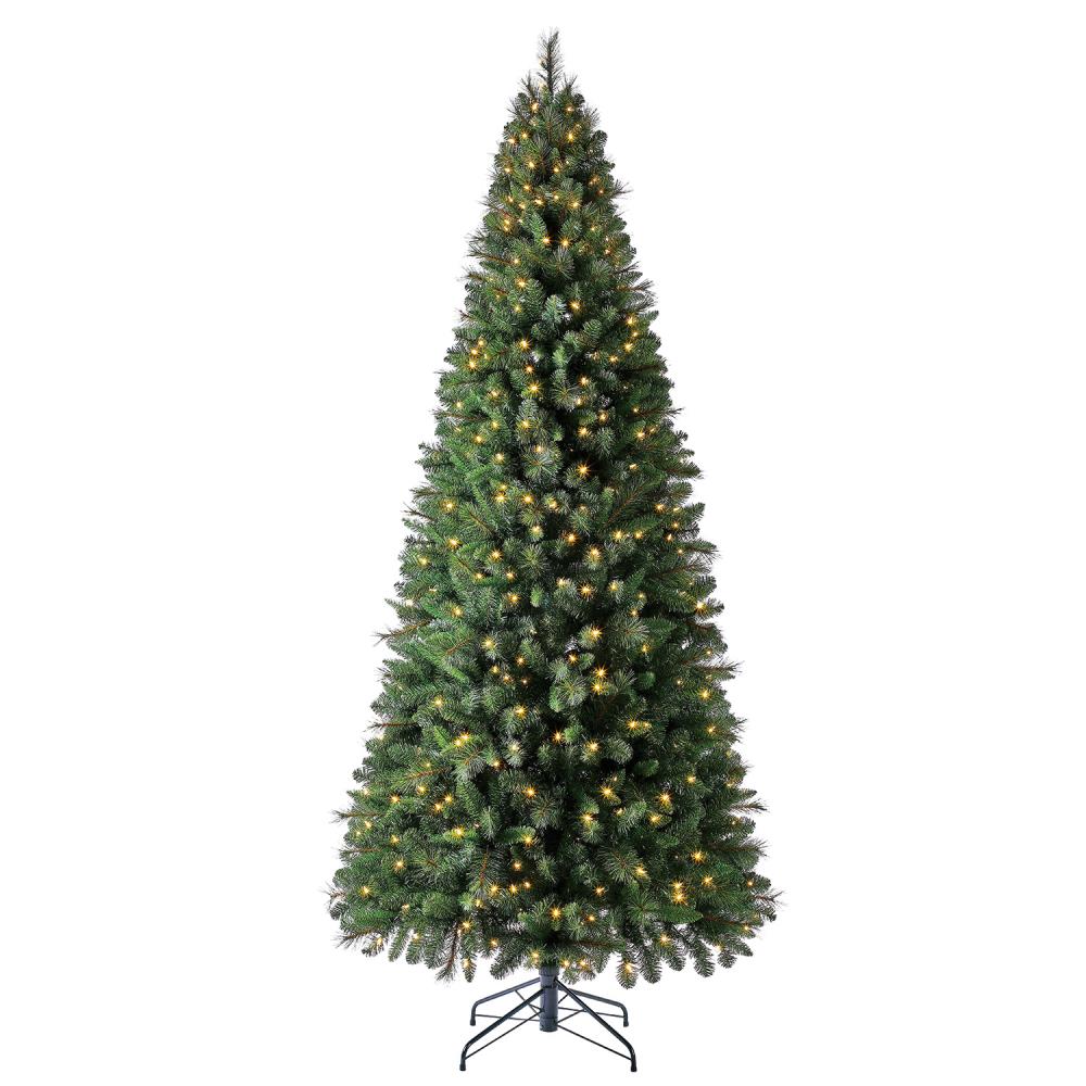 Holiday Living 9 Ft Robinson Fir Pre Lit Slim Artificial Christmas Tree With 600 Constant Warm White Led Lights In The Artificial Christmas Trees Department At Lowes Com