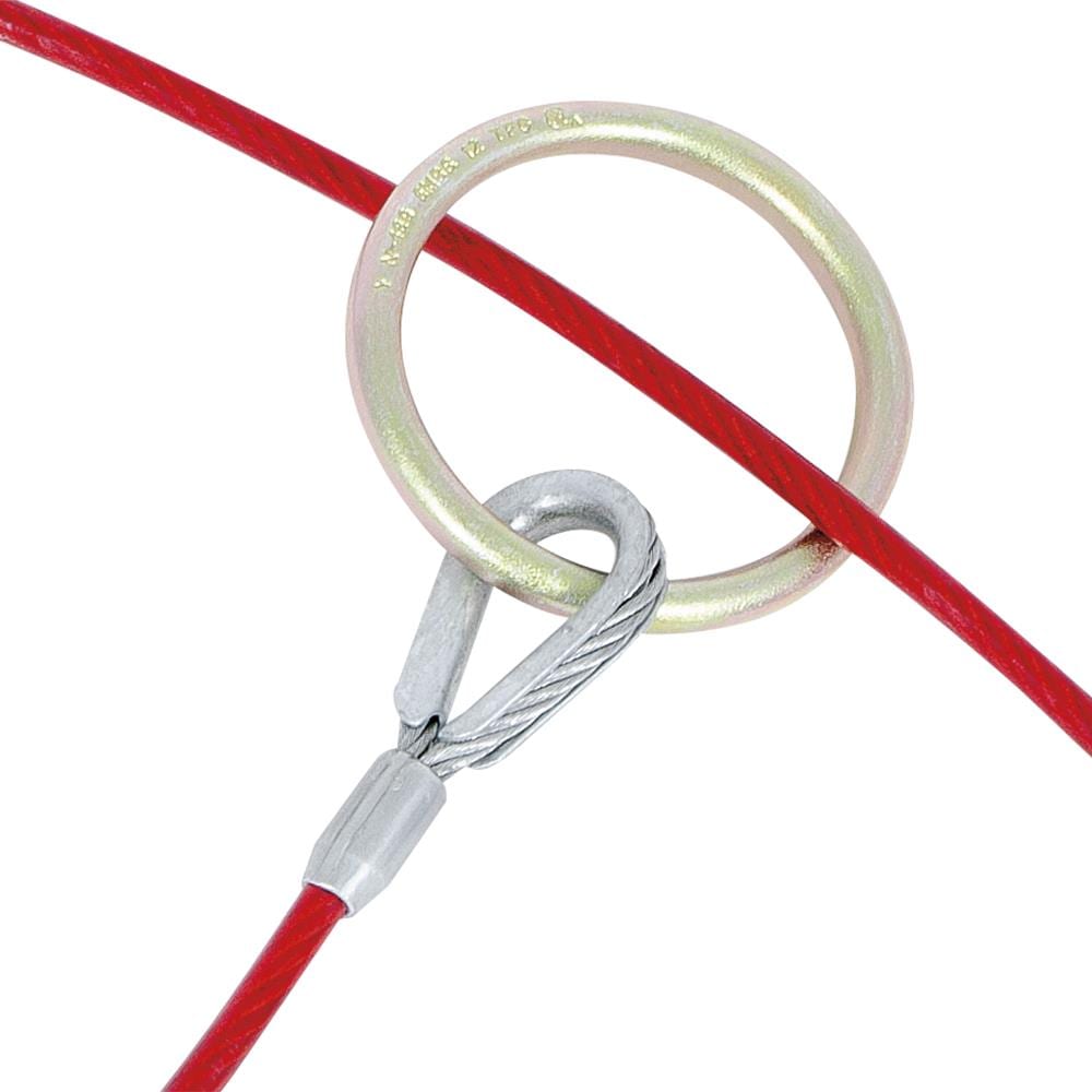 Peakworks Fall Protection V8208006 Cable Anchor Sling 2 Length Eye Rings Red 1/4 Thick 1/4 Thick 6 ft PVC Coated with 