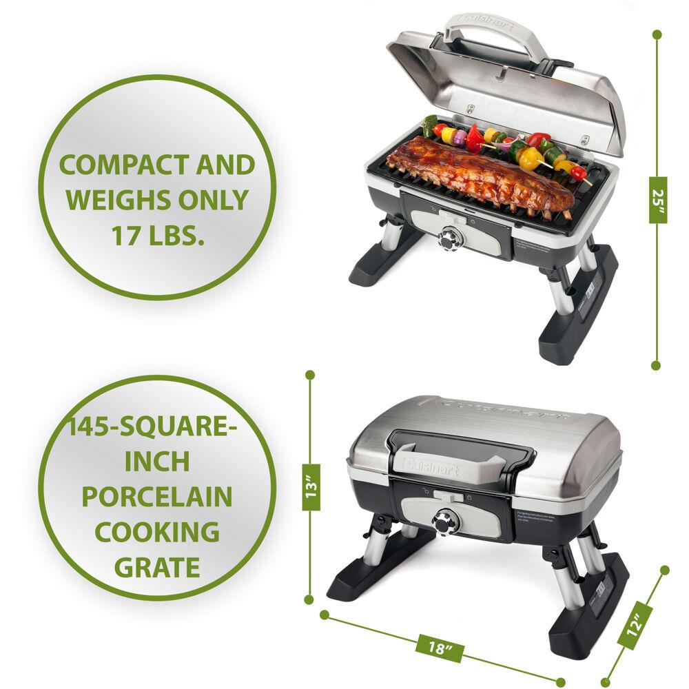 Gas Grill Propane Tabletop Portable BBQ Petit Gourmet 1burner Stainless Cuisinar for sale online 