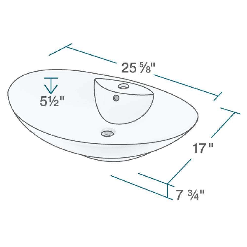 MR Direct White Porcelain Vessel Oval Traditional Bathroom Sink with Overflow Drain (25.63-in x 17-in)