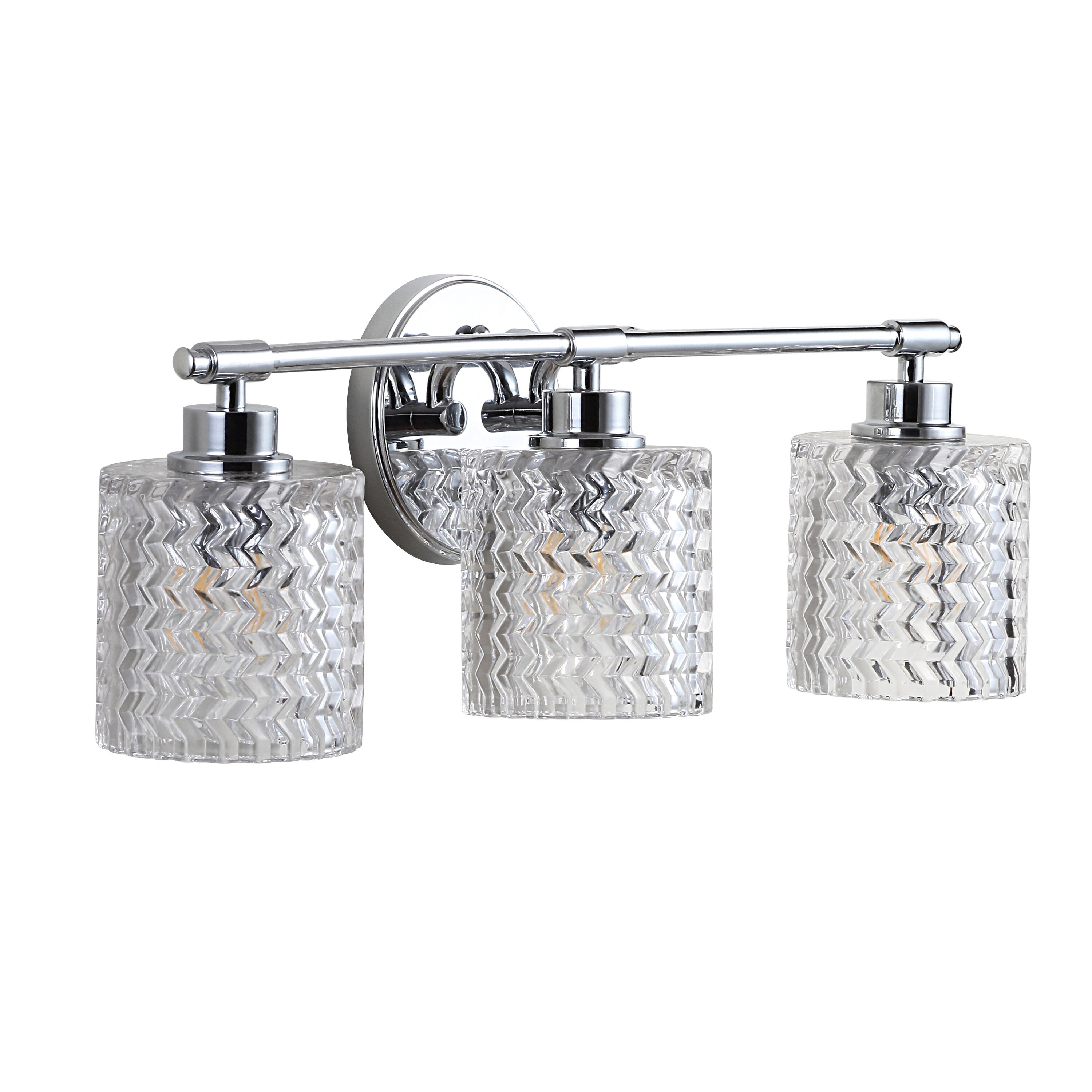 Alsy Lighting Chrome Finish with Glass Bead Caged Crystal Shades 3 Light Vanity 