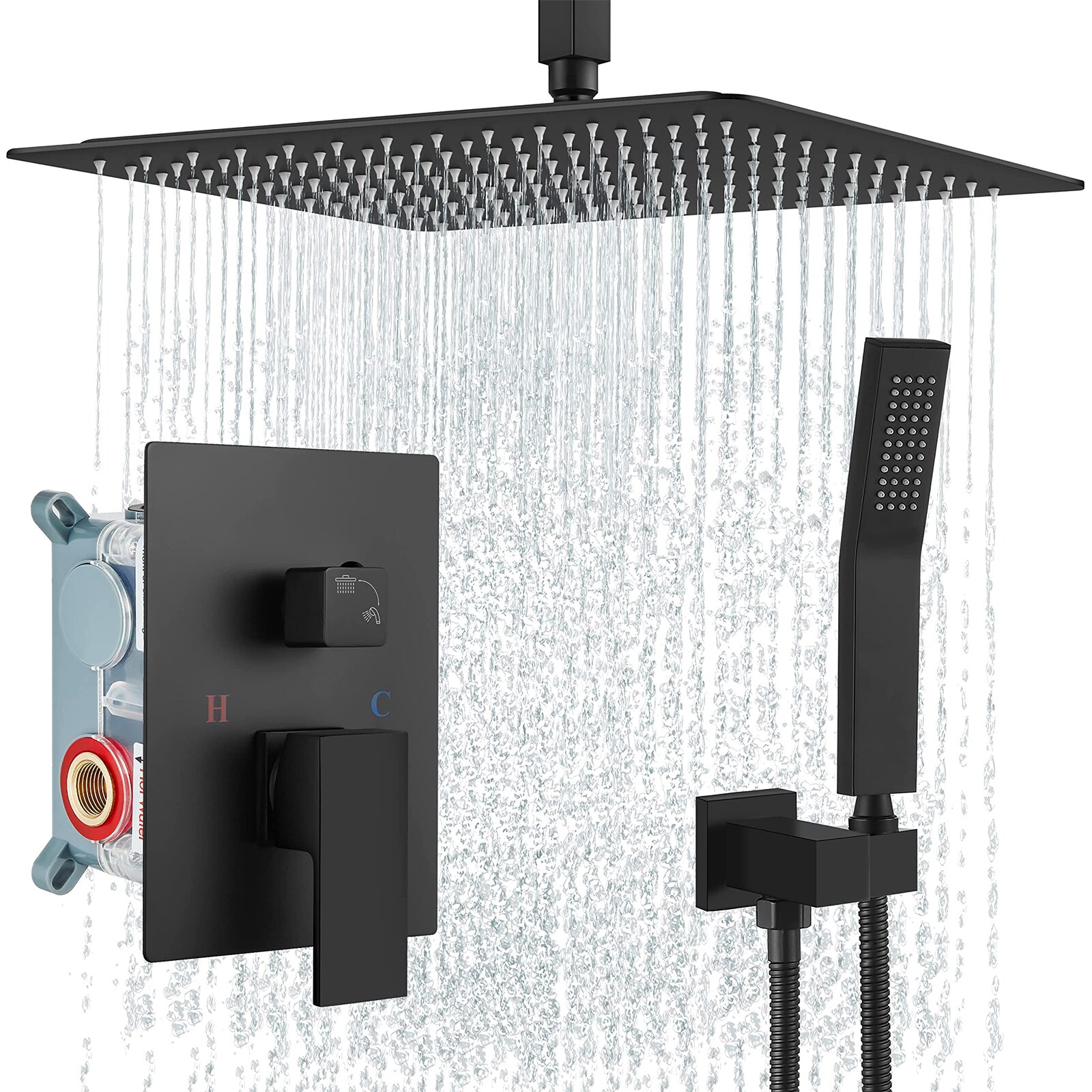 Orb Shower System 12" Shower Head Rain Shower Hand Shower Shower Fittings Shower Set DE 