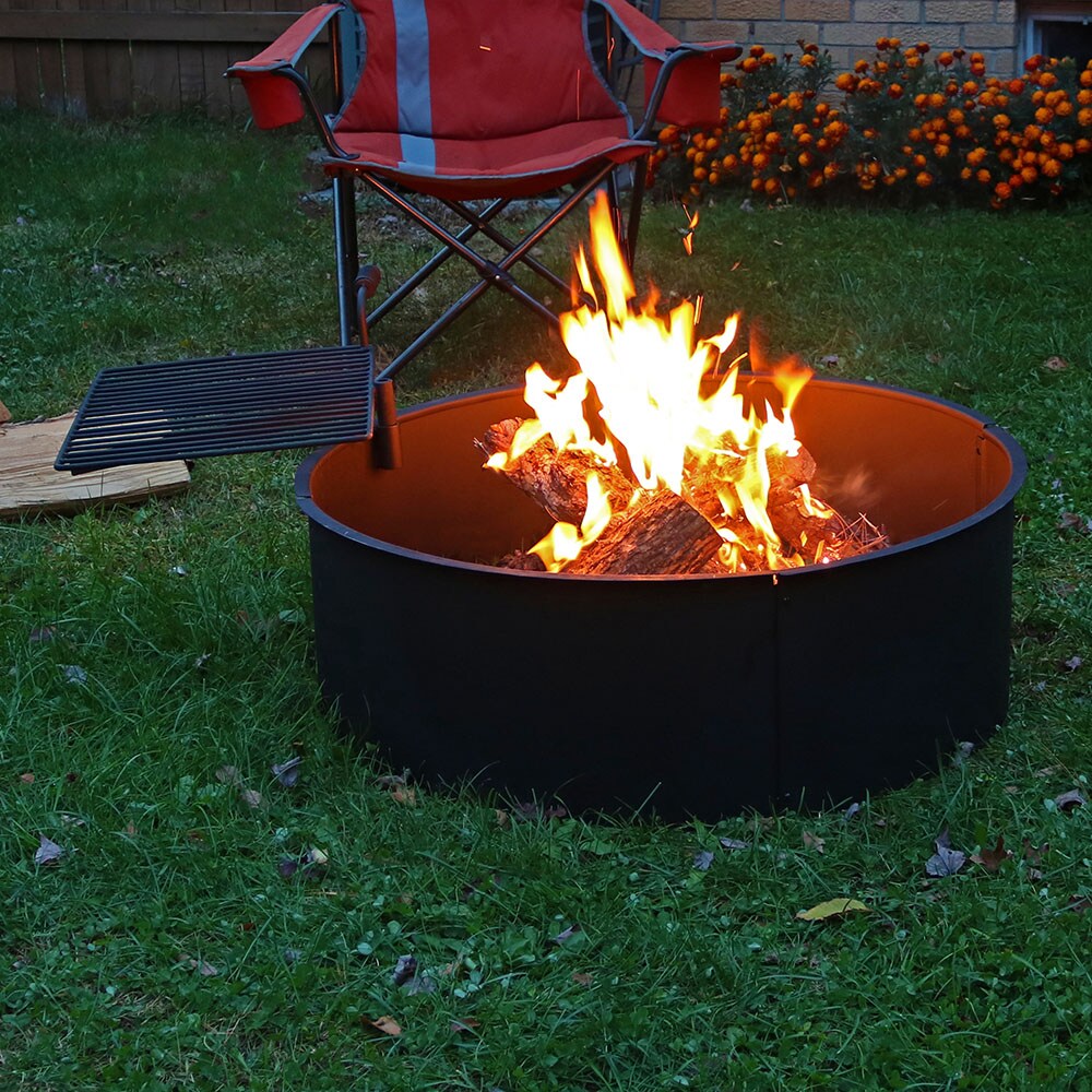 Sunnydaze Decor 36-in W Black Steel Wood-Burning Fire Pit in the 