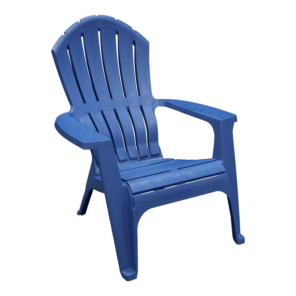 Adams Manufacturing Realcomfort Stackable Blue Plastic Frame Stationary Adirondack Chairs With Solid Seat In The Patio Chairs Department At Lowescom
