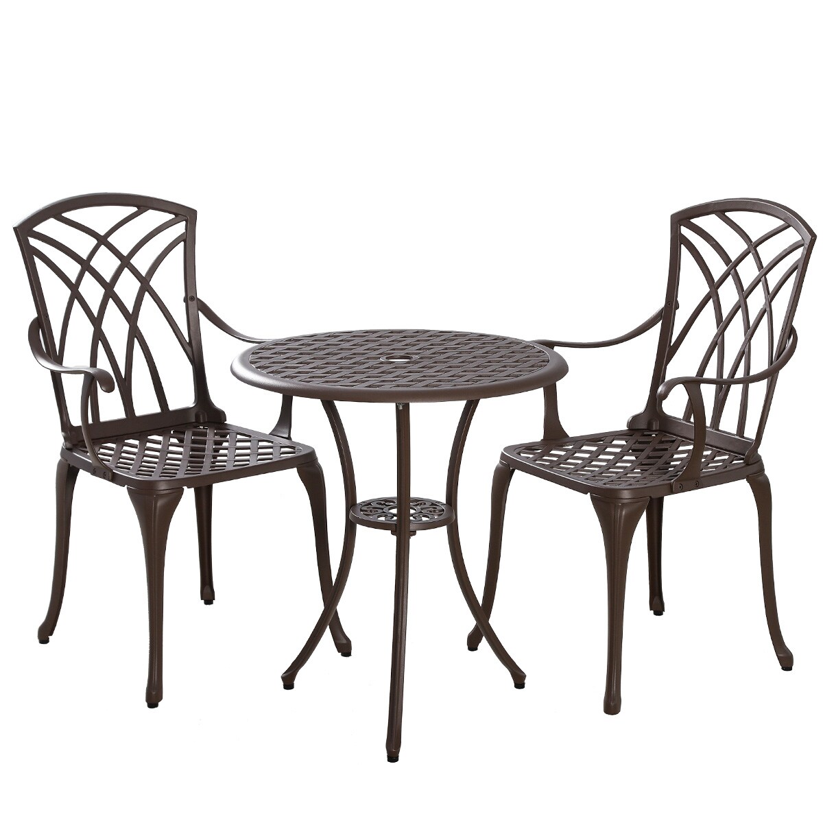 Weatherproof with Timeless Design Kinger Home 3 Piece Patio Bistro Table Set Outdoor Furniture Cast Aluminum Bistro Set Table with Cushions Black 