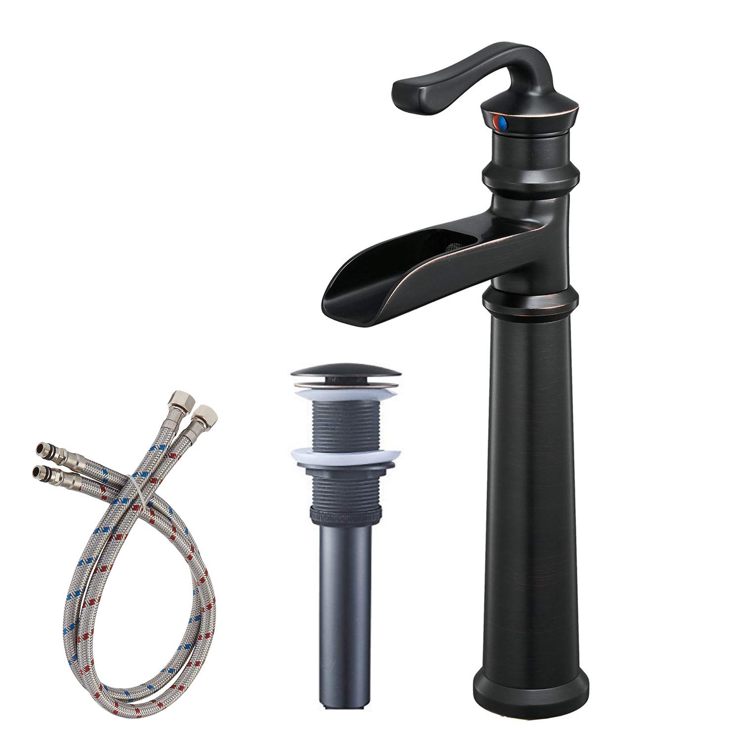 7" LED Bathroom Faucets Oil Rubbed Bronze Vessel Waterfall One Hole/Handle Taps 