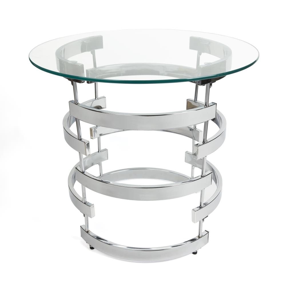 round glass and chrome end tables