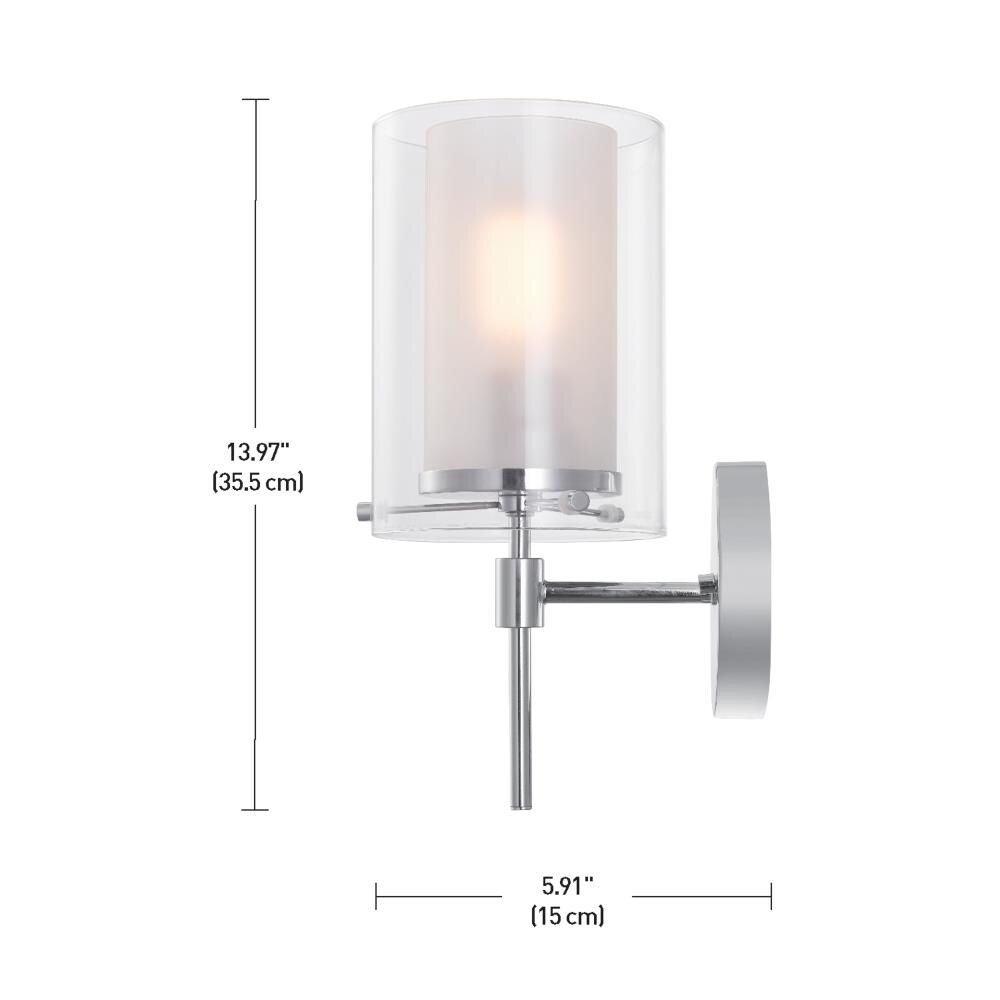 Globe Electric Evelina 1-Light Chrome Wall Sconce with Clear Glass Outer Shade 