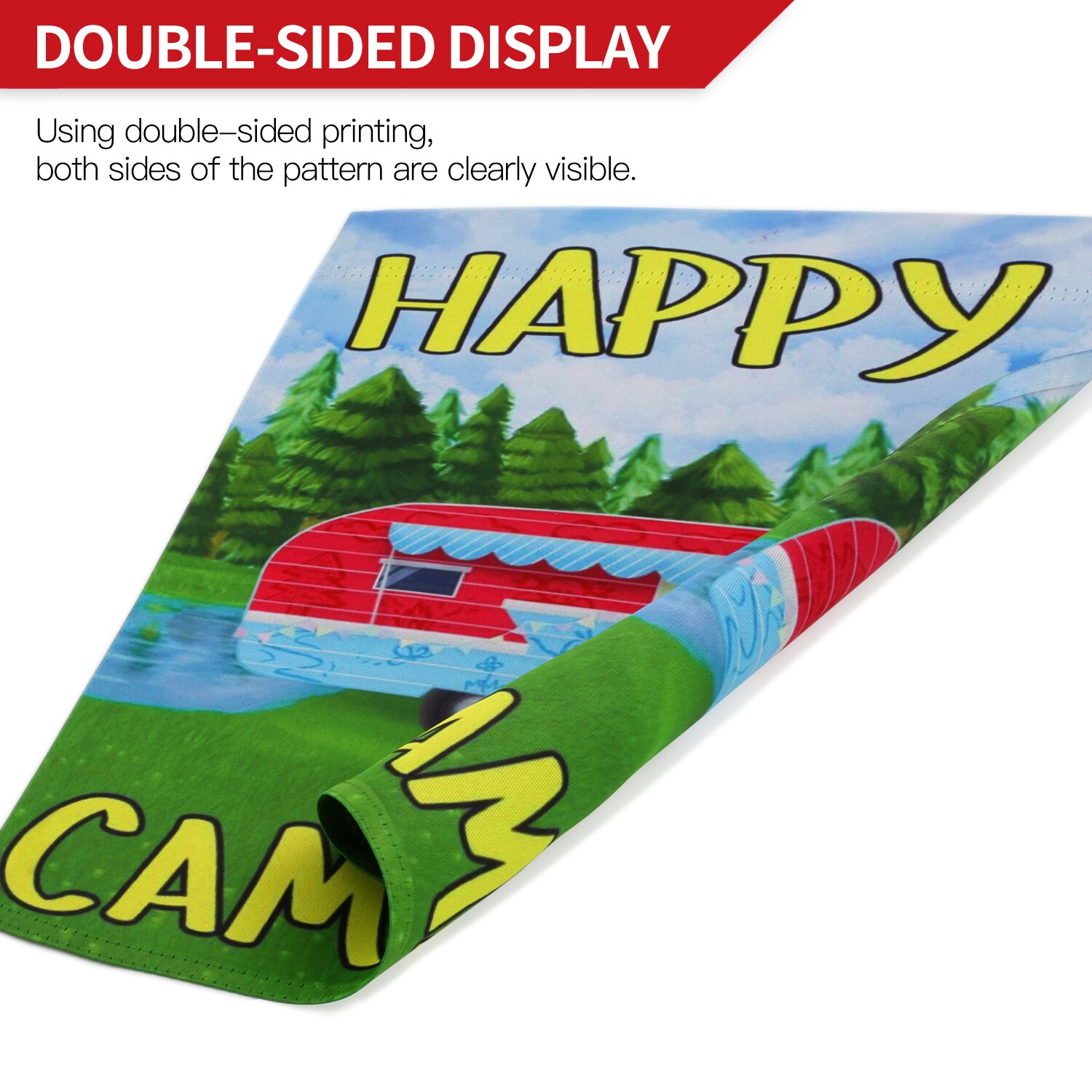 Details about   HAPPY CAMPERS 12.5" X 18" GARDEN FLAG 27-3376-281 FLIP IT RAIN SHINE 