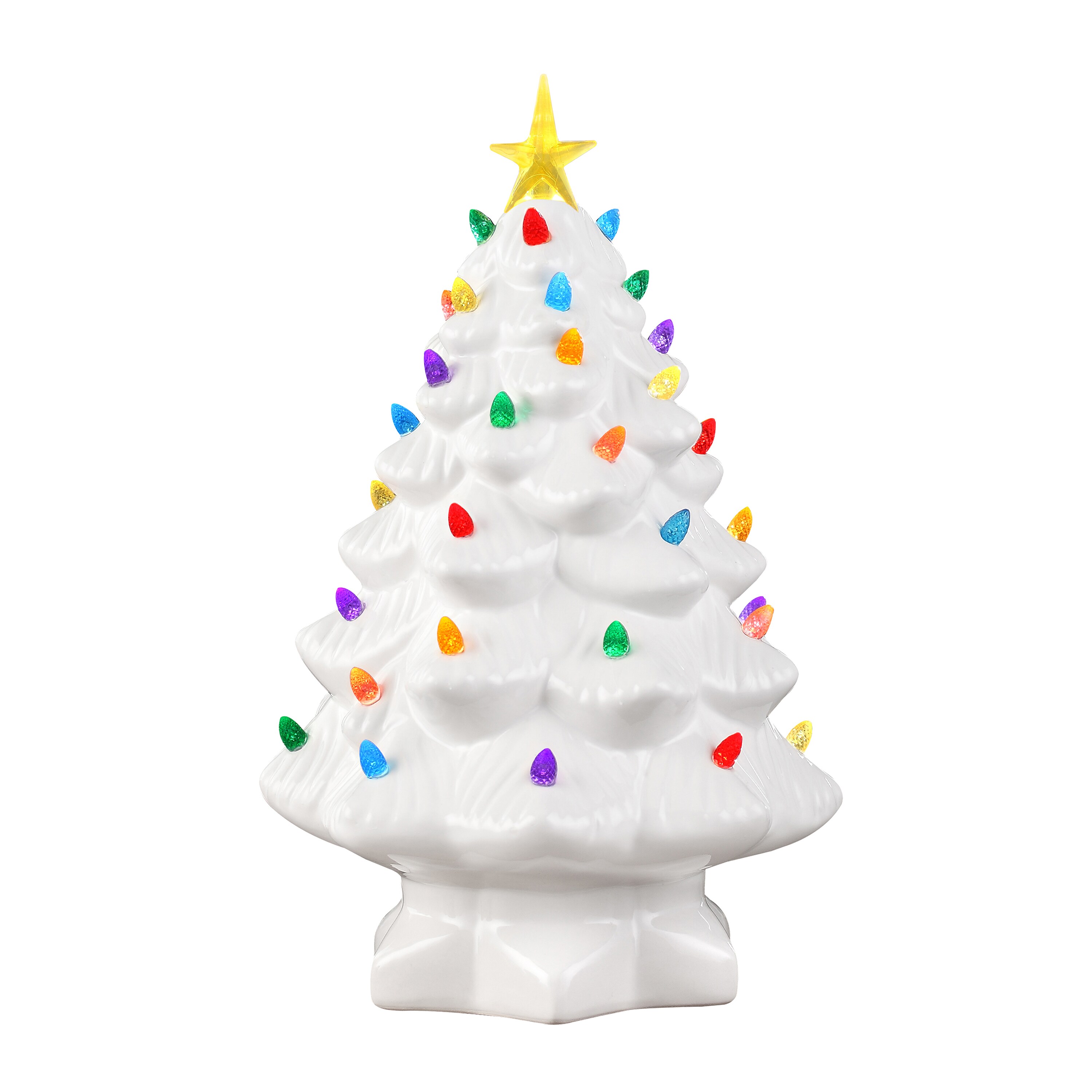 Details about   New Ceramic White Christmas Tree Lights & Glitter Holly Base 14.5" Allen & Roth 
