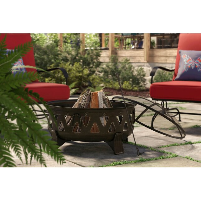 Style Selections  29.9-in W Antique Black Steel Wood-Burning Fire Pit