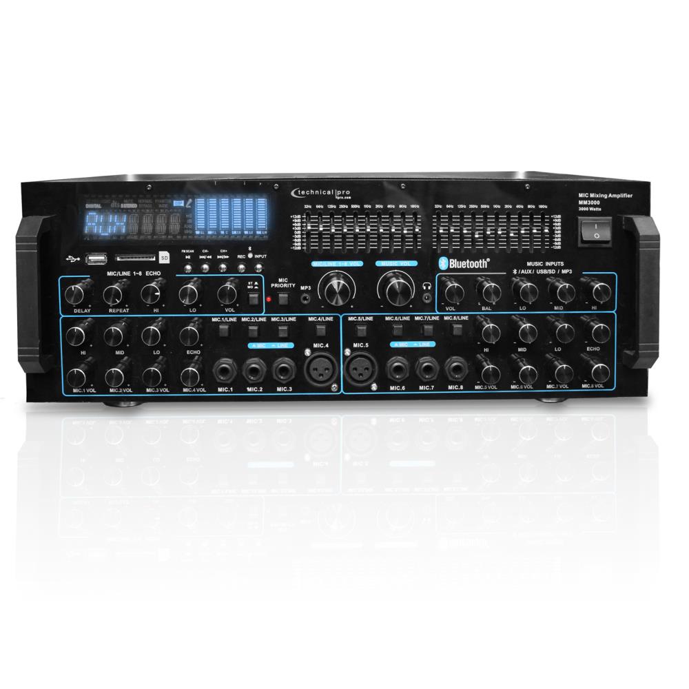Technical Pro Professional 2 Channel USB Bluetooth DJ Mixer Controller with AUX 2 USB microphone & headphone Inputs 