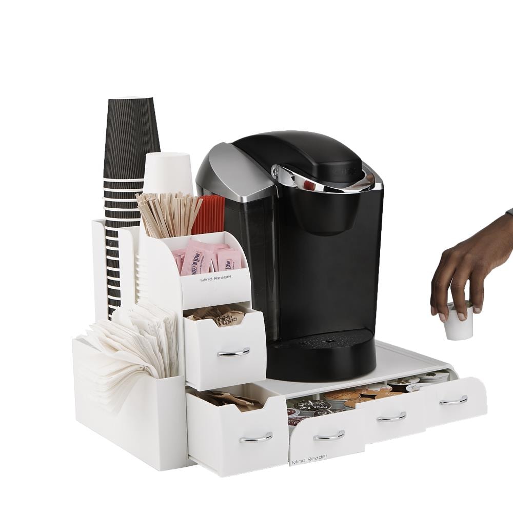 Mind Reader Combine 2-Piece Single Serve Coffee Pod Drawer and Condiment Organizer Station White 