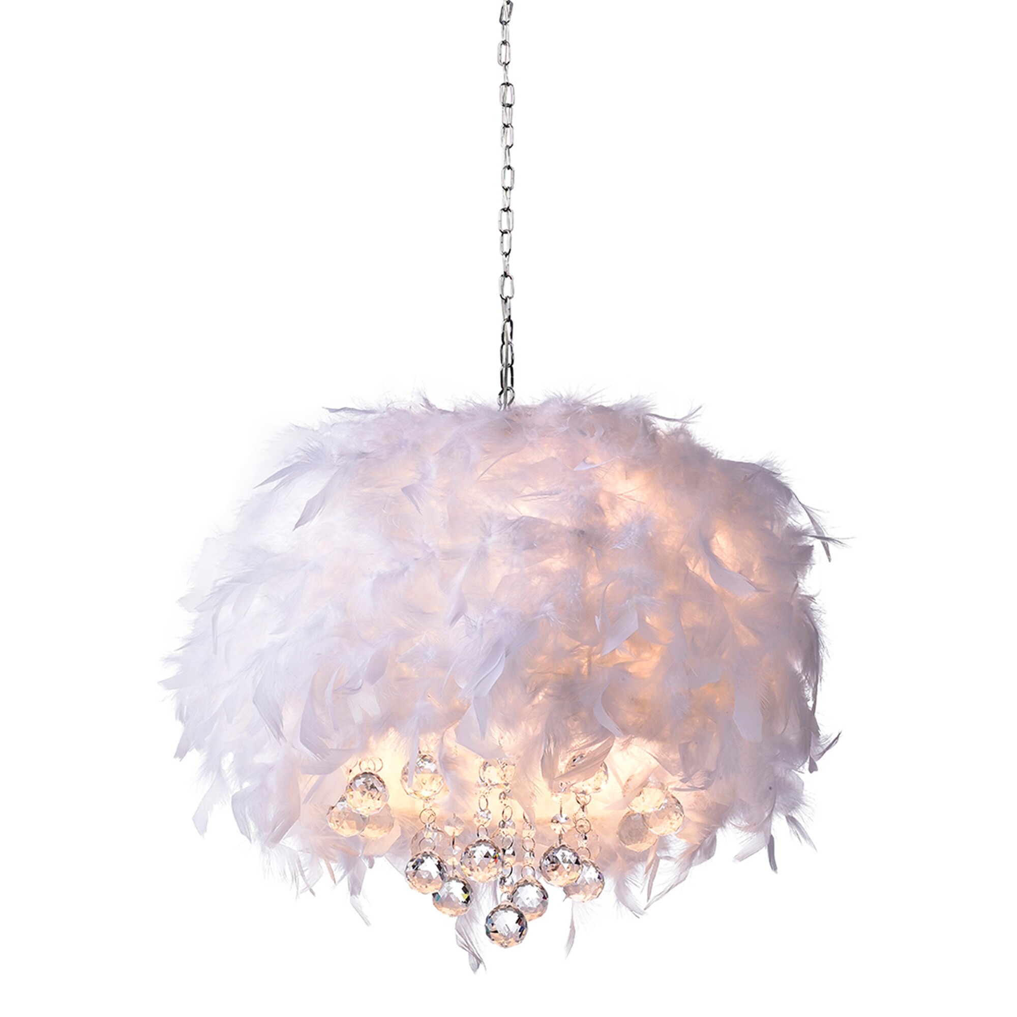 white fluffy chandelier