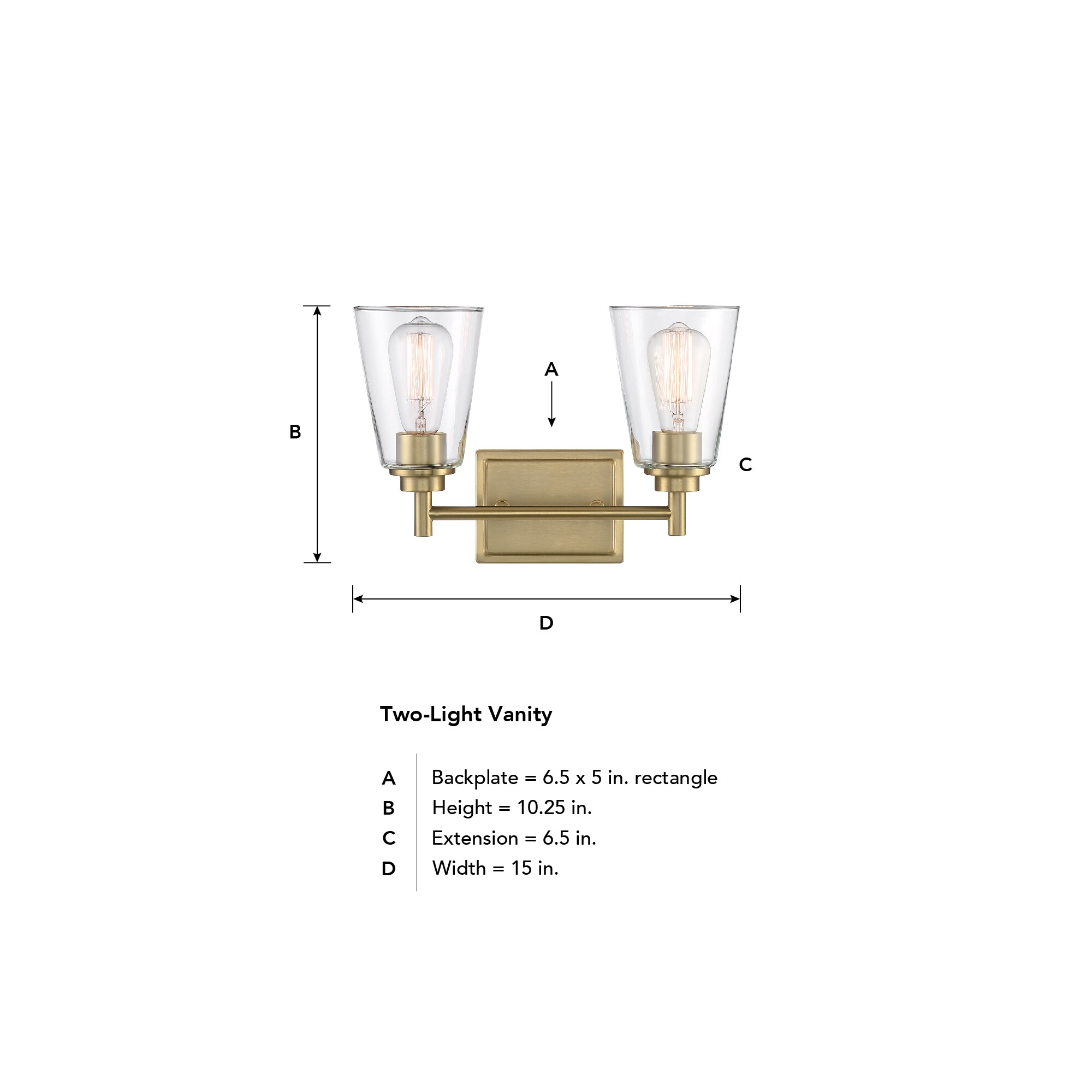 Designers Fountain Westin 15-in 2-Light Brushed Gold Modern/Contemporary Vanity Light Bar