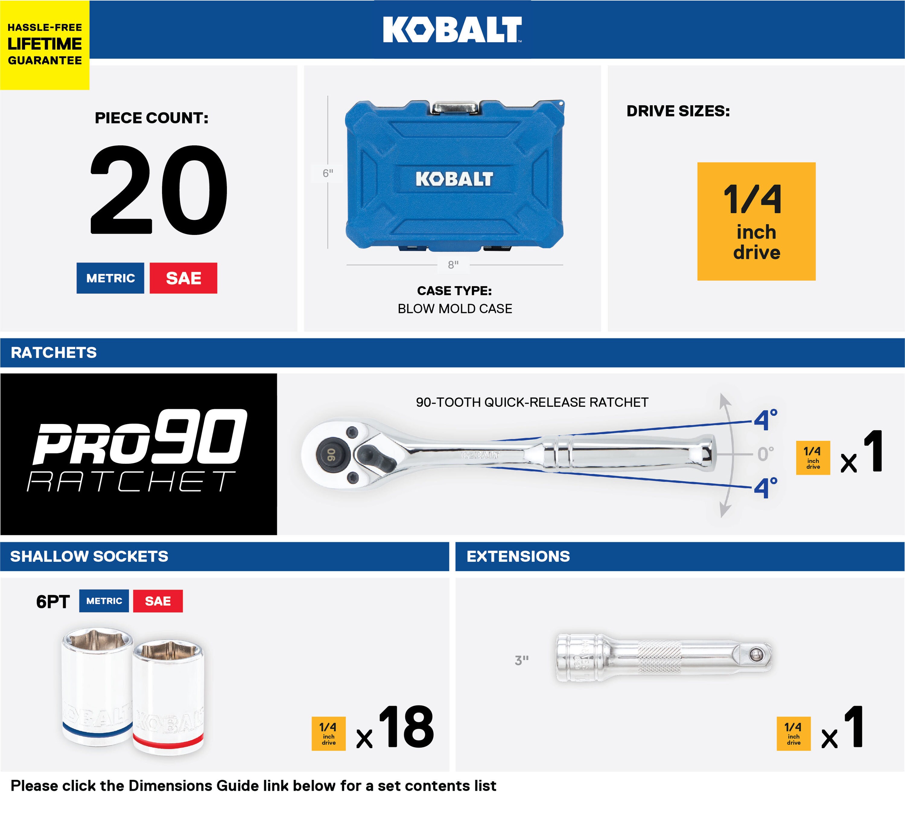 Kobalt 20-Piece Standard (SAE) and Metric Combination Polished 