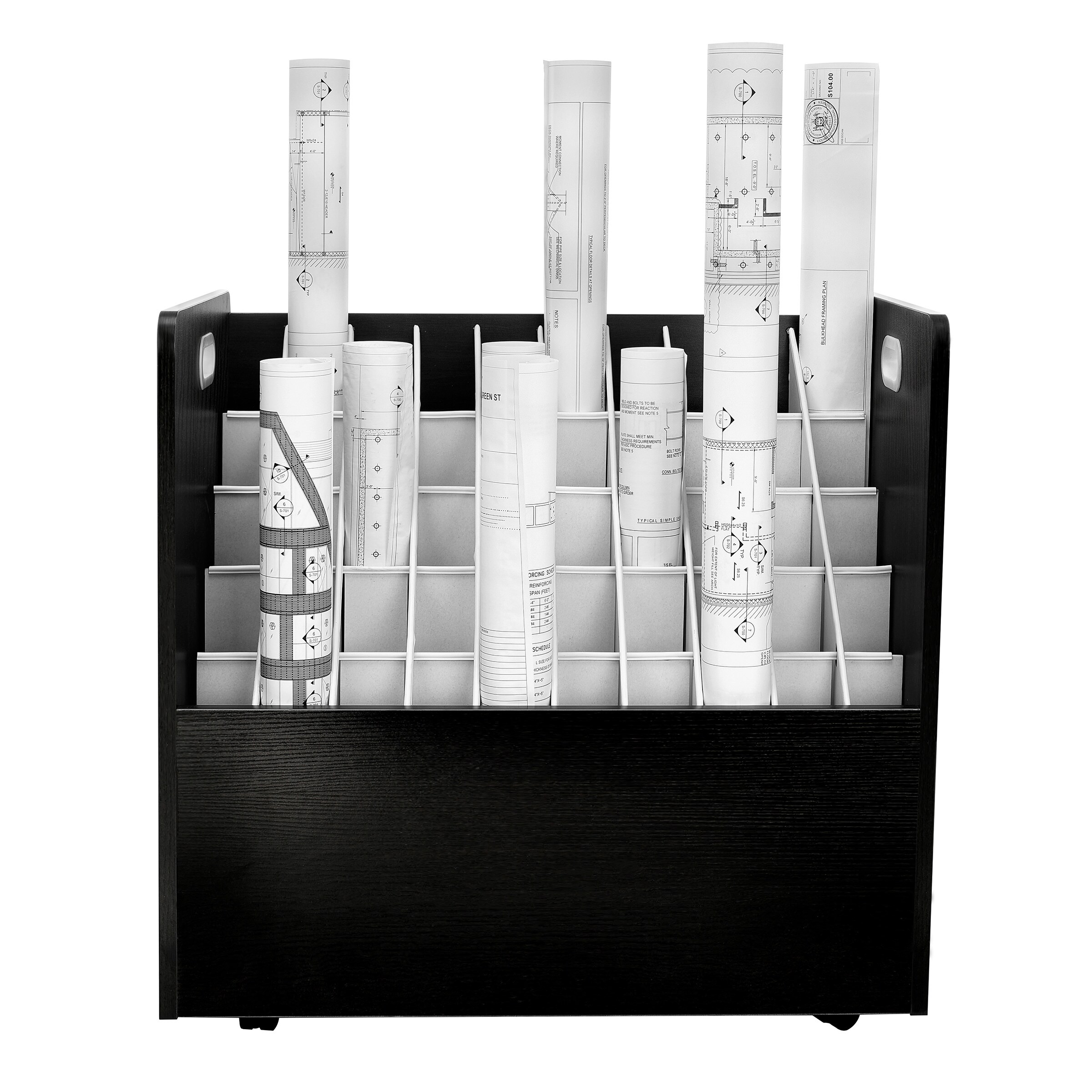 Photo 1 of AdirOffice AdirOffice 50-Compartment Black Mobile Wood Roll File Storage Organizer