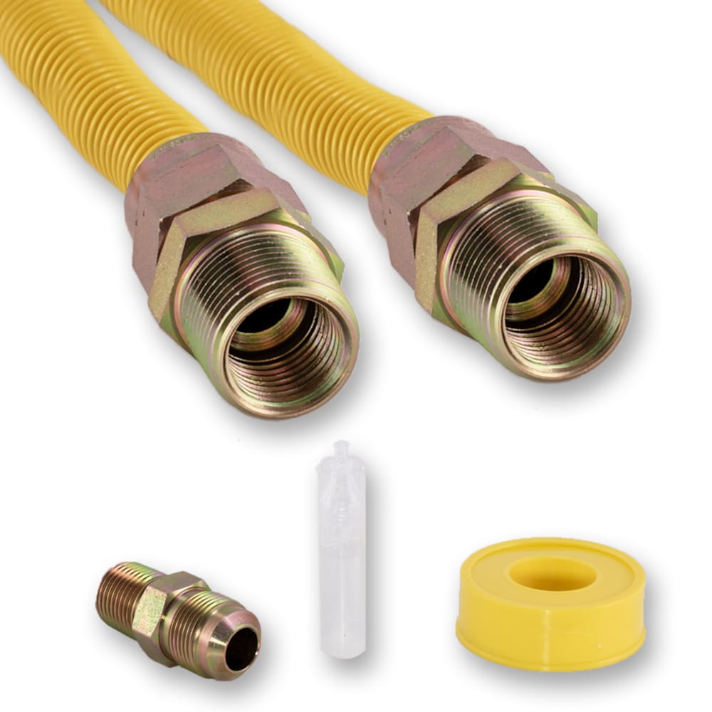 12 Length Yellow Eastman 0416112 Epoxy Coated Gas Connector 1/2 MIP 