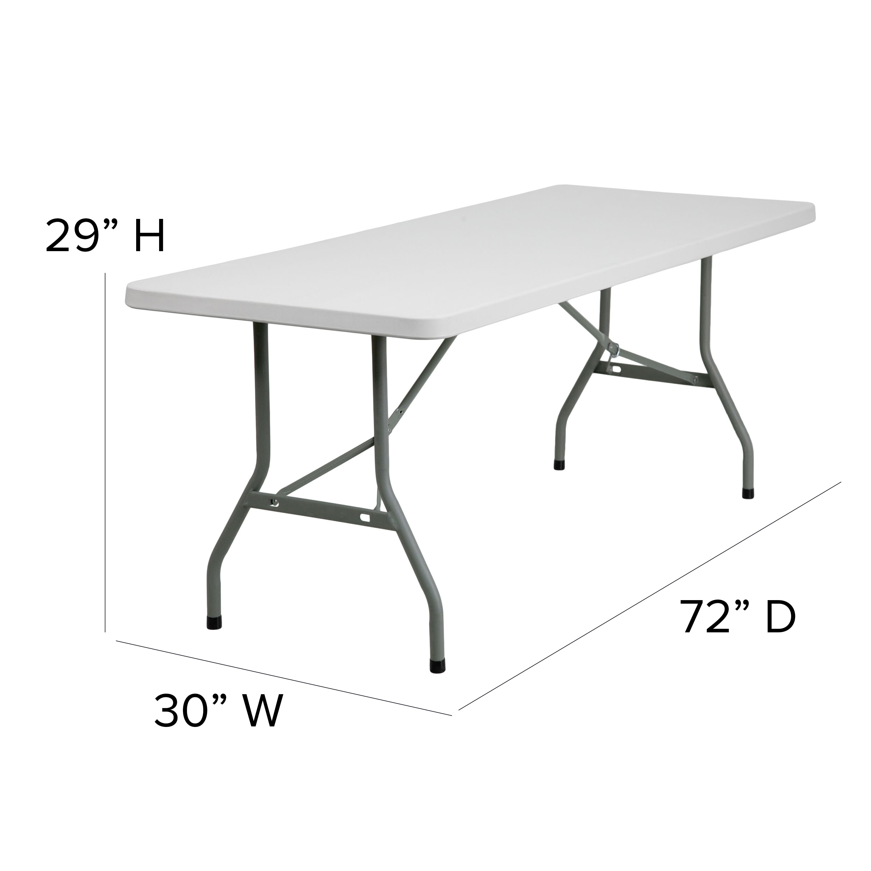 30"x 72" Granite White Plastic Folding Table Banquet Table 