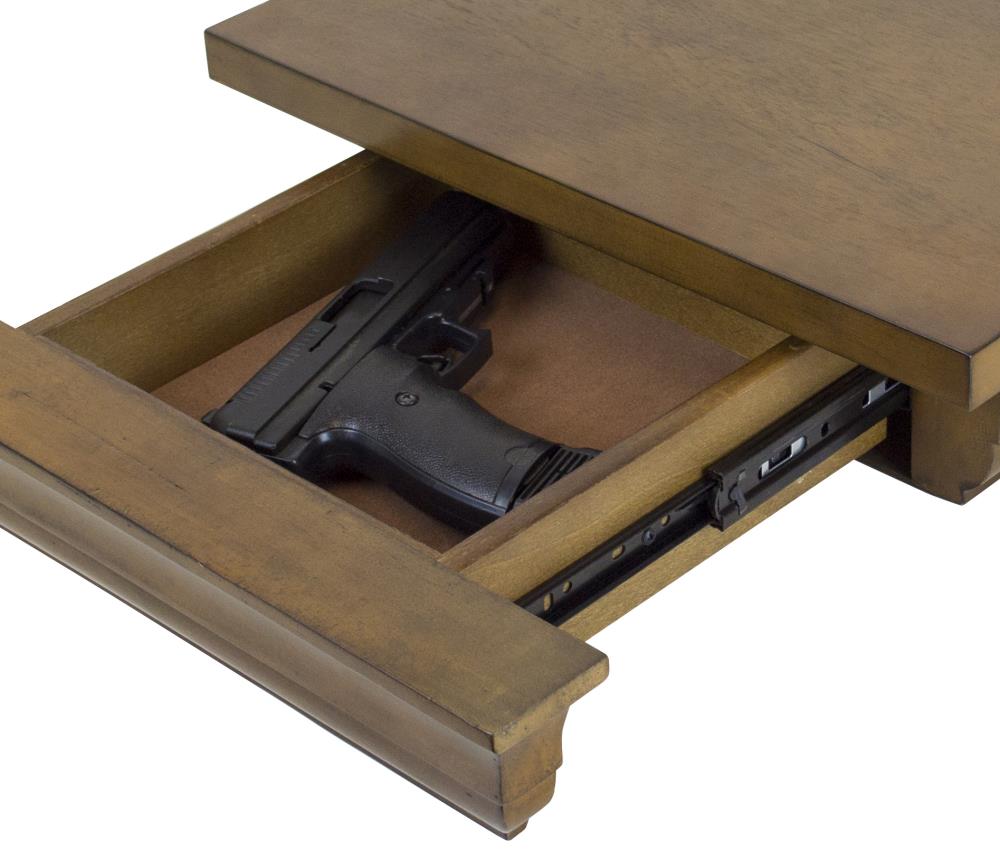 Gun Firearm Concealment Wall Shelf With Hooks Dark Cherry Solid Wood Veneer NEW 