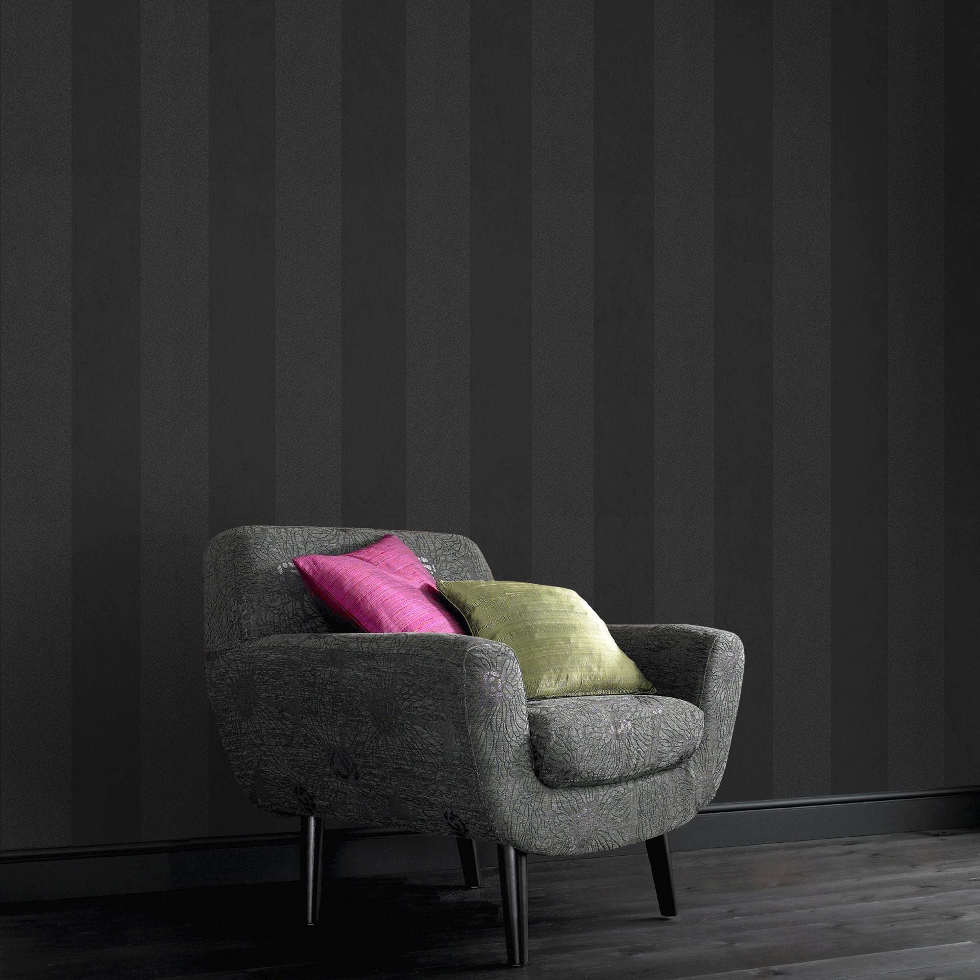 Graham & Brown Artisan 56-sq Ft Black Paper Textured Stripes Wallpaper ...