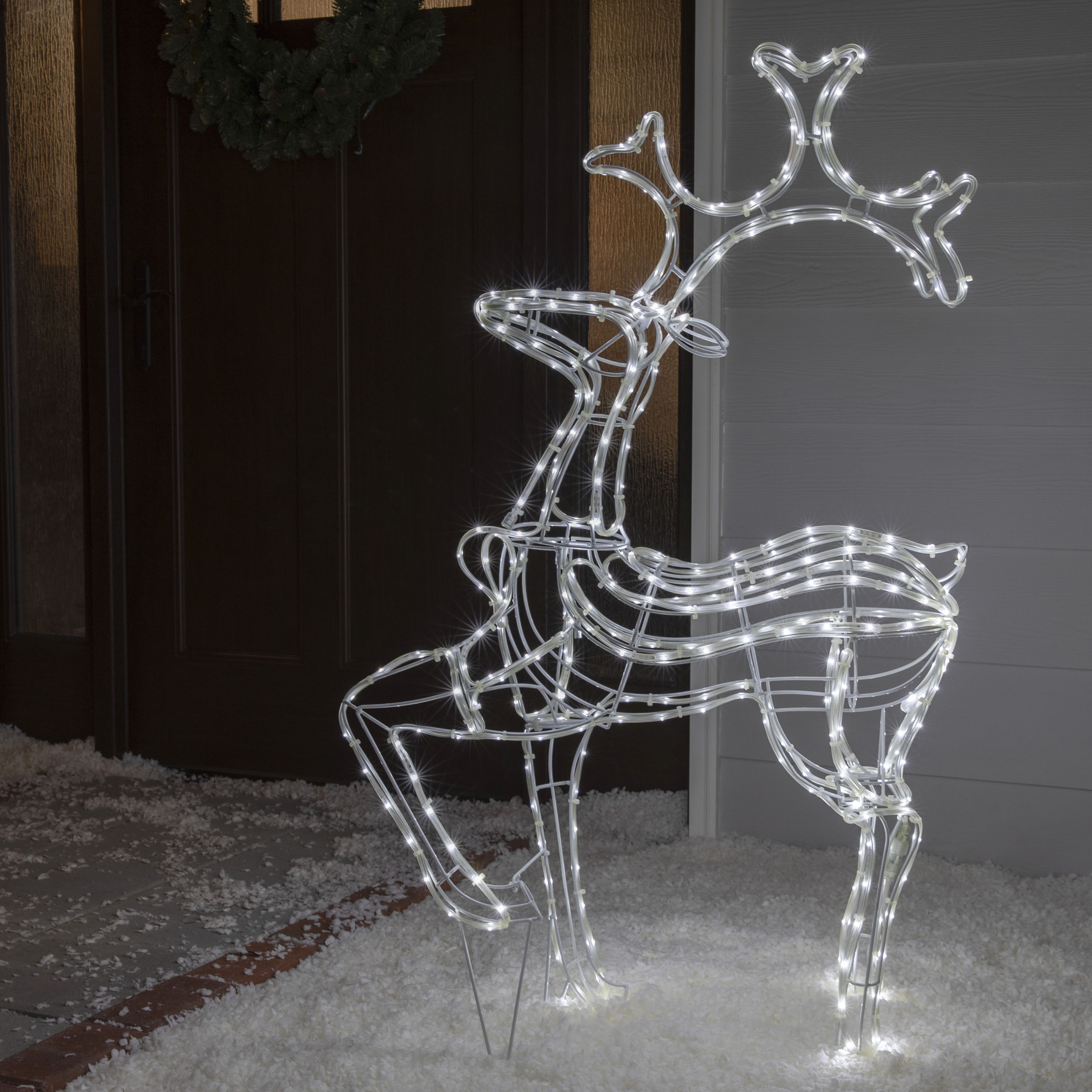 B/O 28cm Standing Reindeer w/Warm White LED 3 x AA 