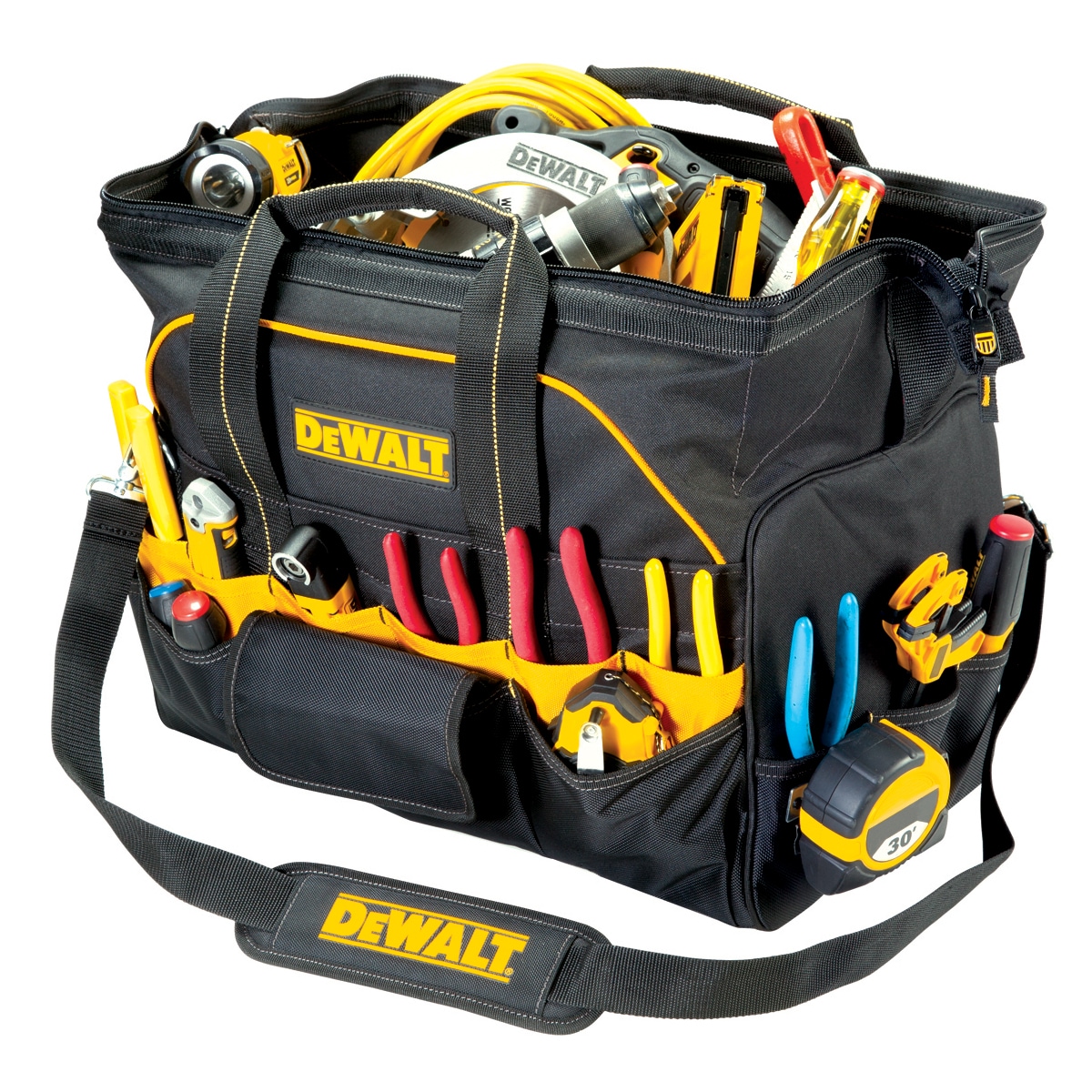 DeWalt 6 Pack 15” x 10" x 9" Heavy Duty Nylon Contractor Tool Bag with 3 Pockets 