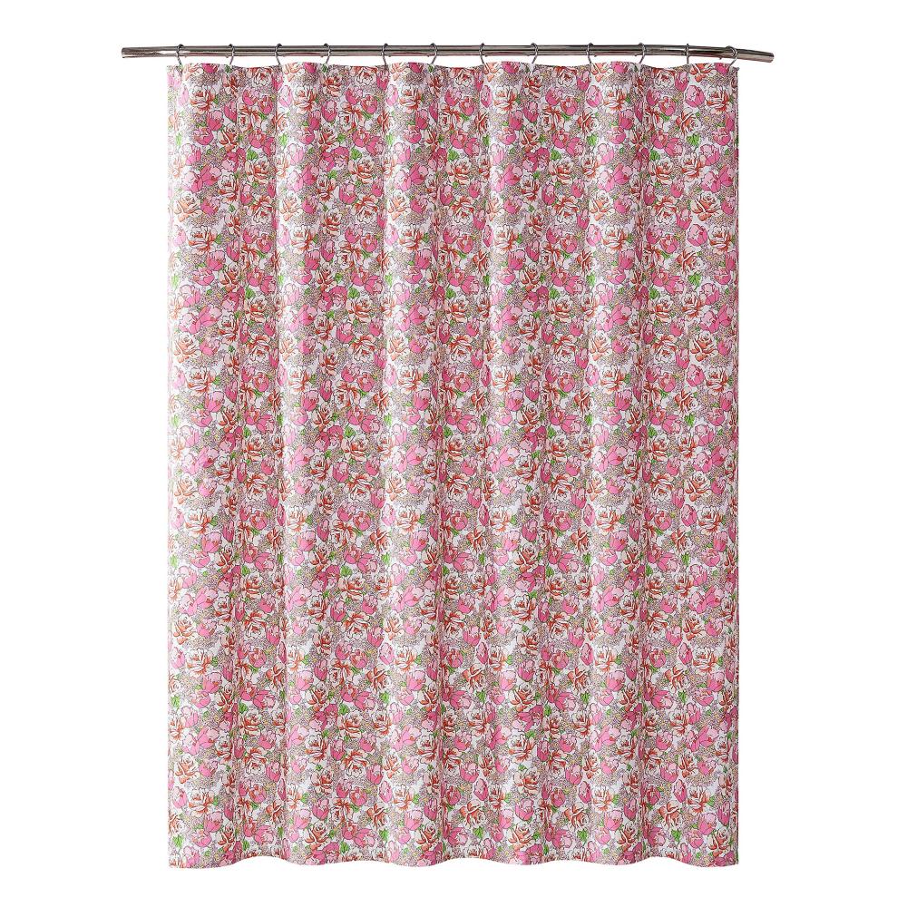 Anthropologie Zola Shower Curtain New In Package  Pink White 72" X 72" 