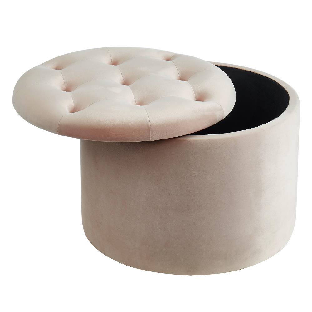 Worldwide Homefurnishings Modern Blush Pink Velvet Round Storage