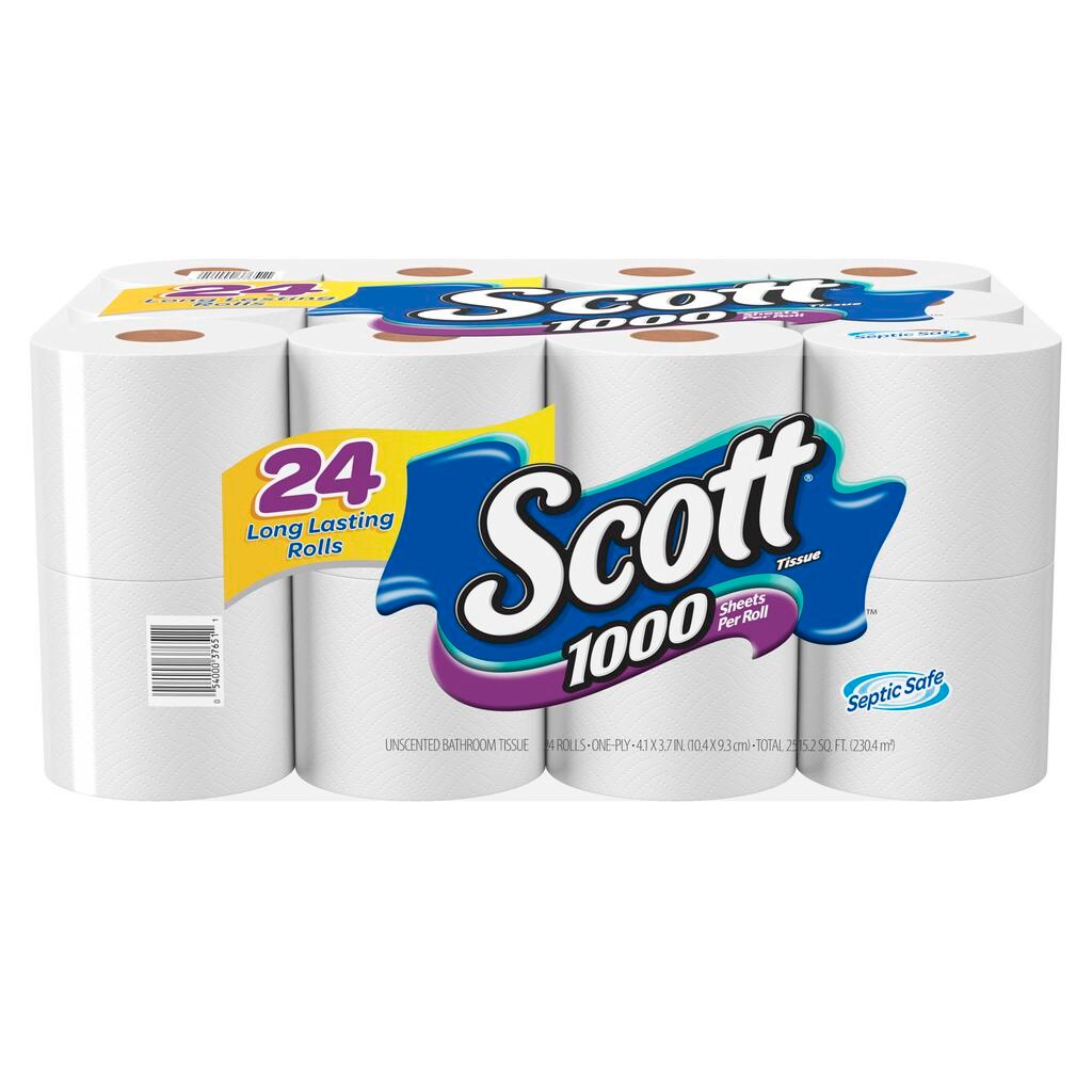 Scott Tube-Free Toilet Paper 24 Rolls Family Roll Bath Tissue 